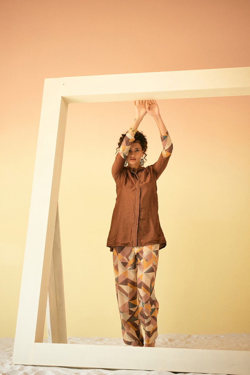 SOILD SHIRT SET WITH PANTS