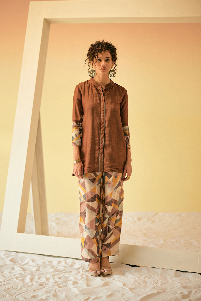 SOILD SHIRT SET WITH PANTS