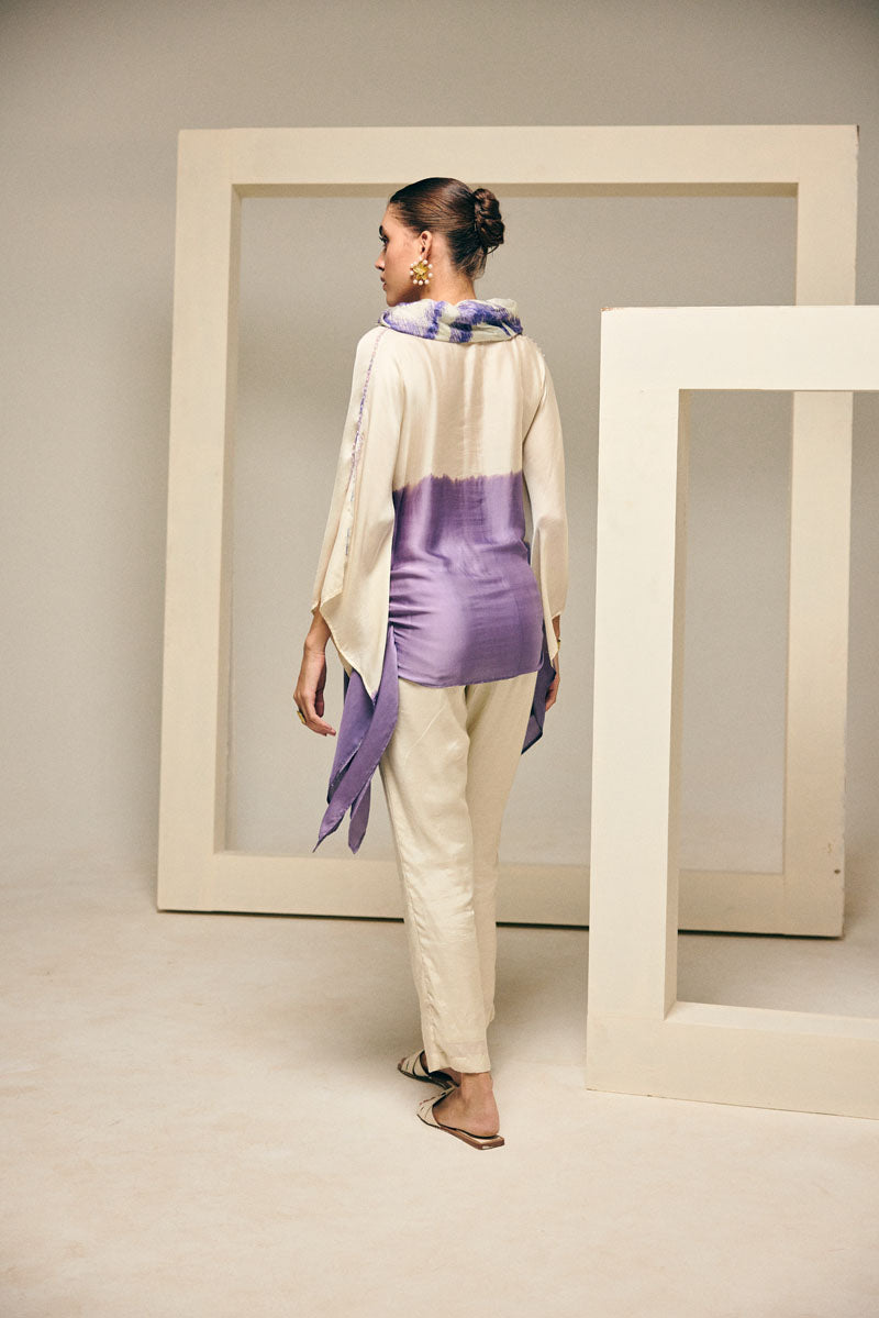 OMBRE MAUVE COWL NECK TOP WITH PANTS