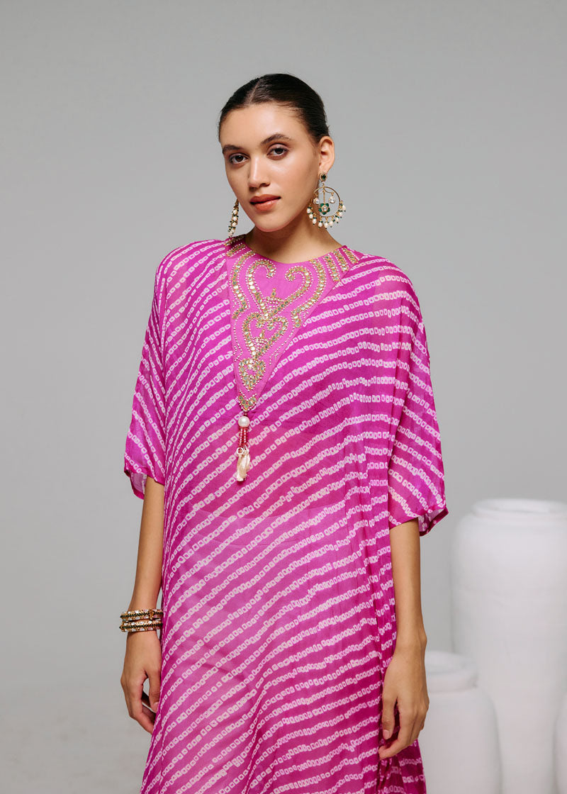PINK EMBELLISHED KAFTAN SET