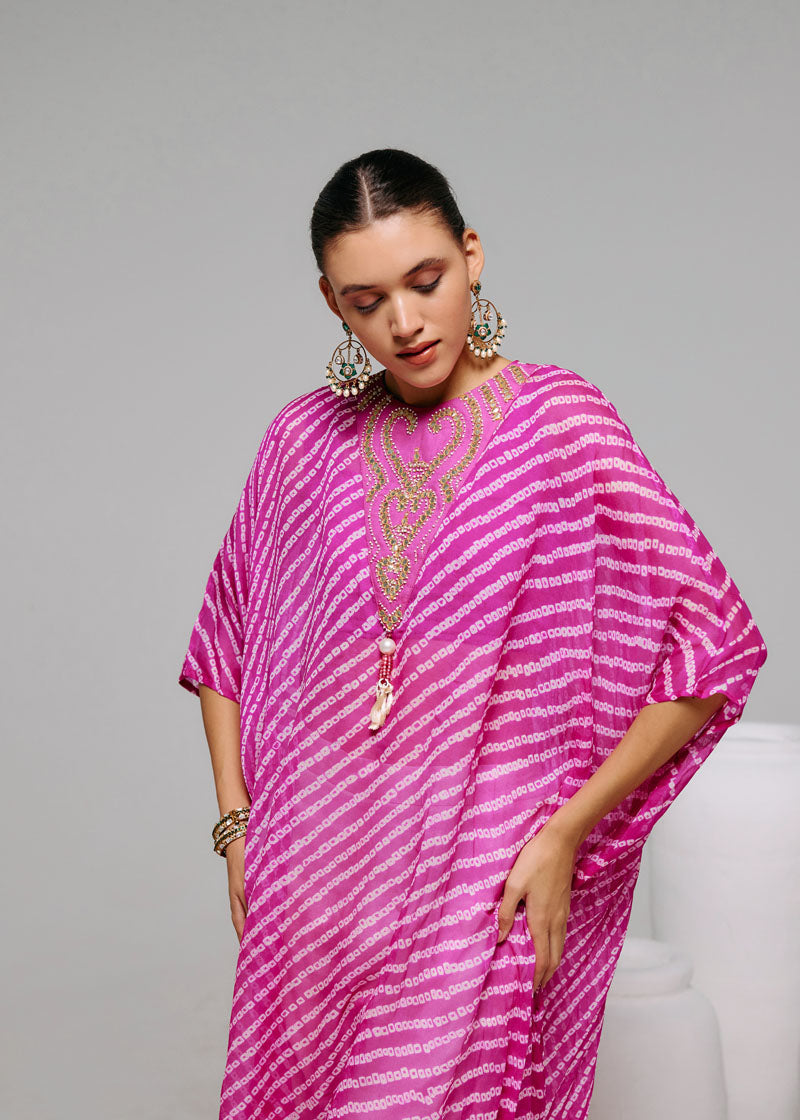 PINK EMBELLISHED KAFTAN SET