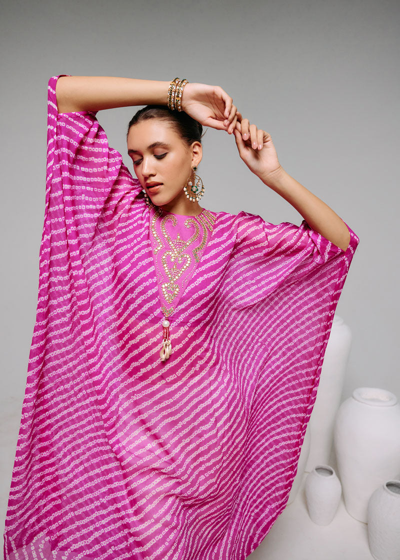 PINK EMBELLISHED KAFTAN SET