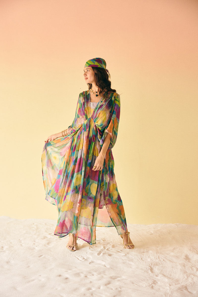 CAPE WITH SPAGHETTI DRESS