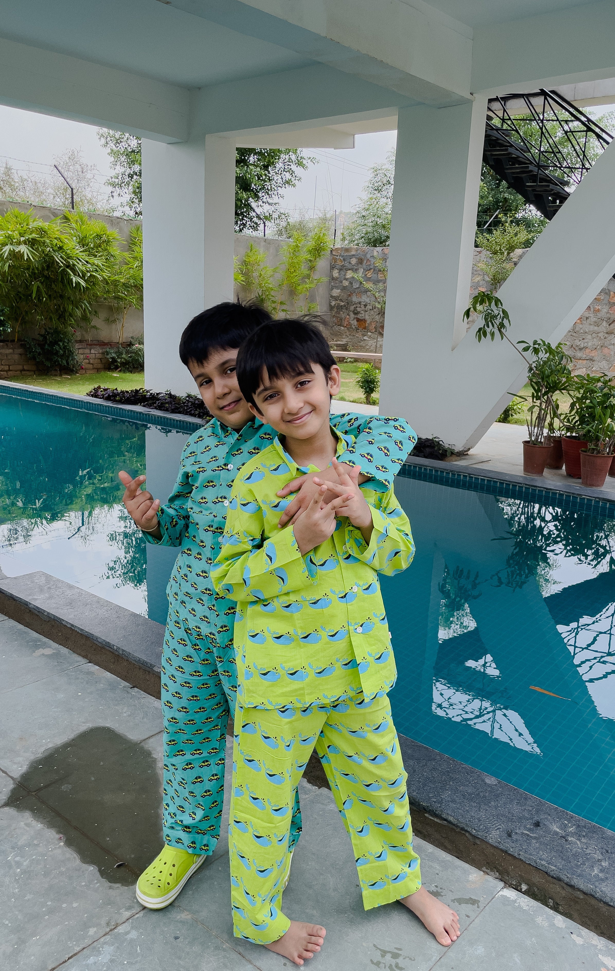 Turquoise Car Night suit