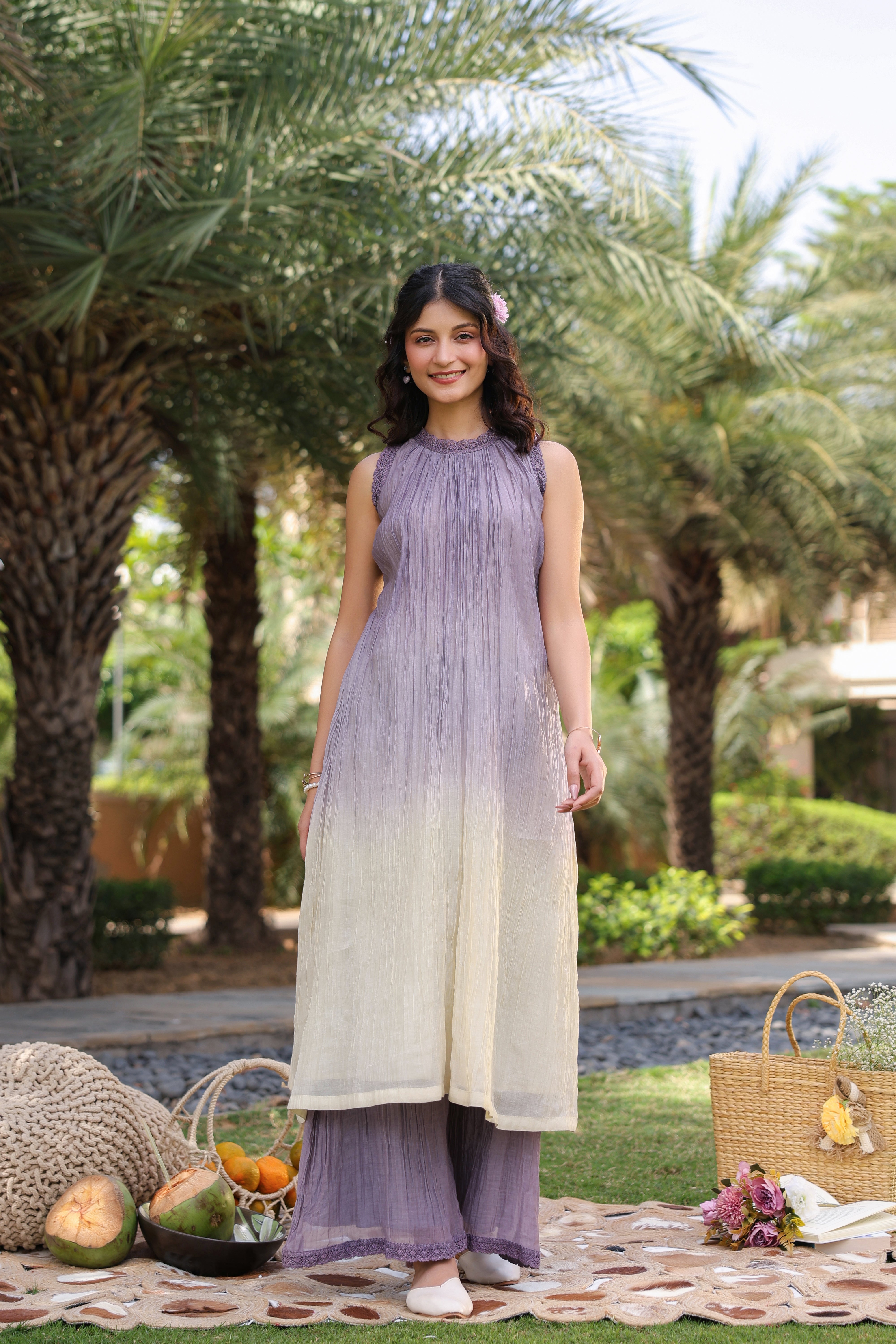 Gul Purple Ombre Long Coord Set