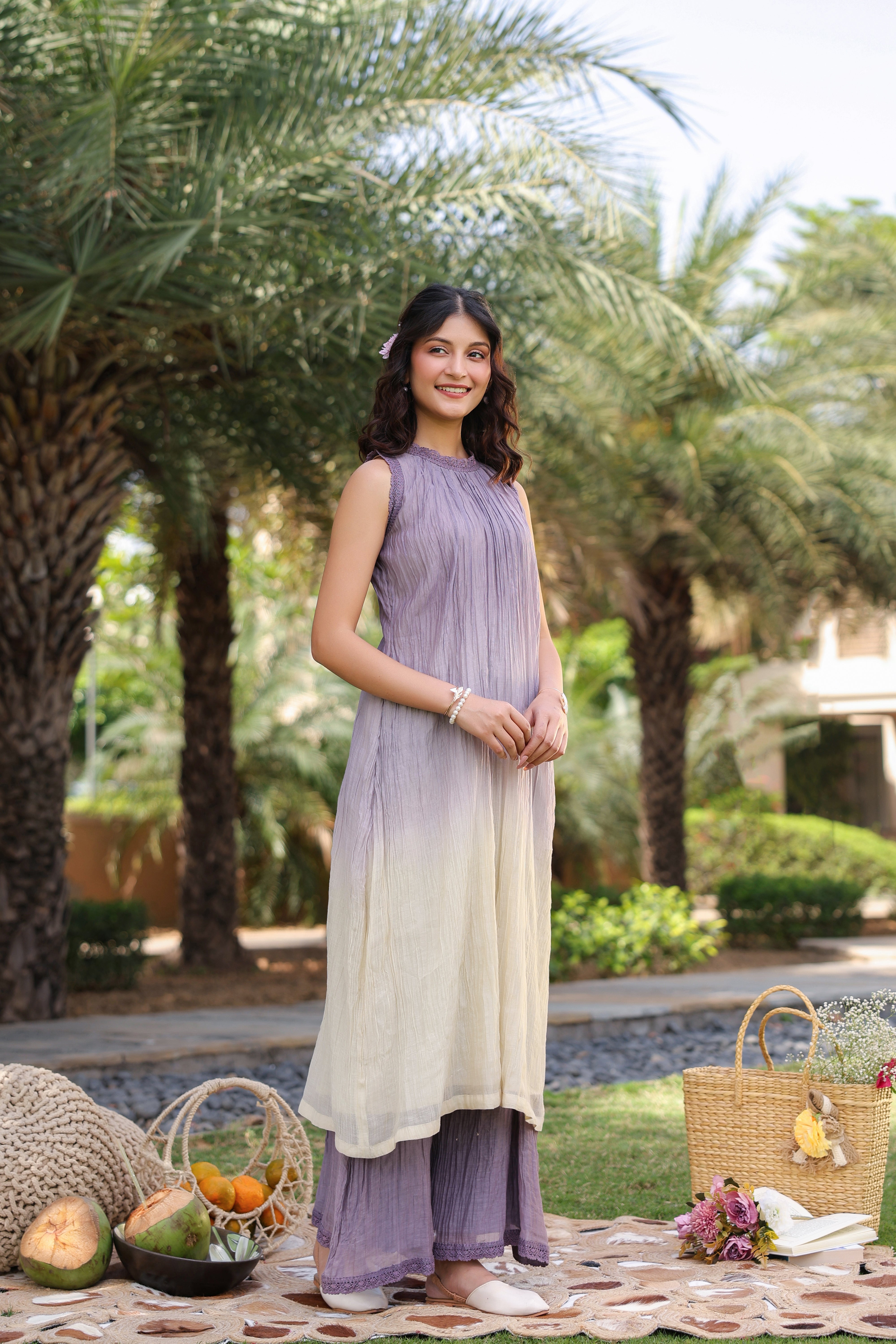 Gul Purple Ombre Long Coord Set