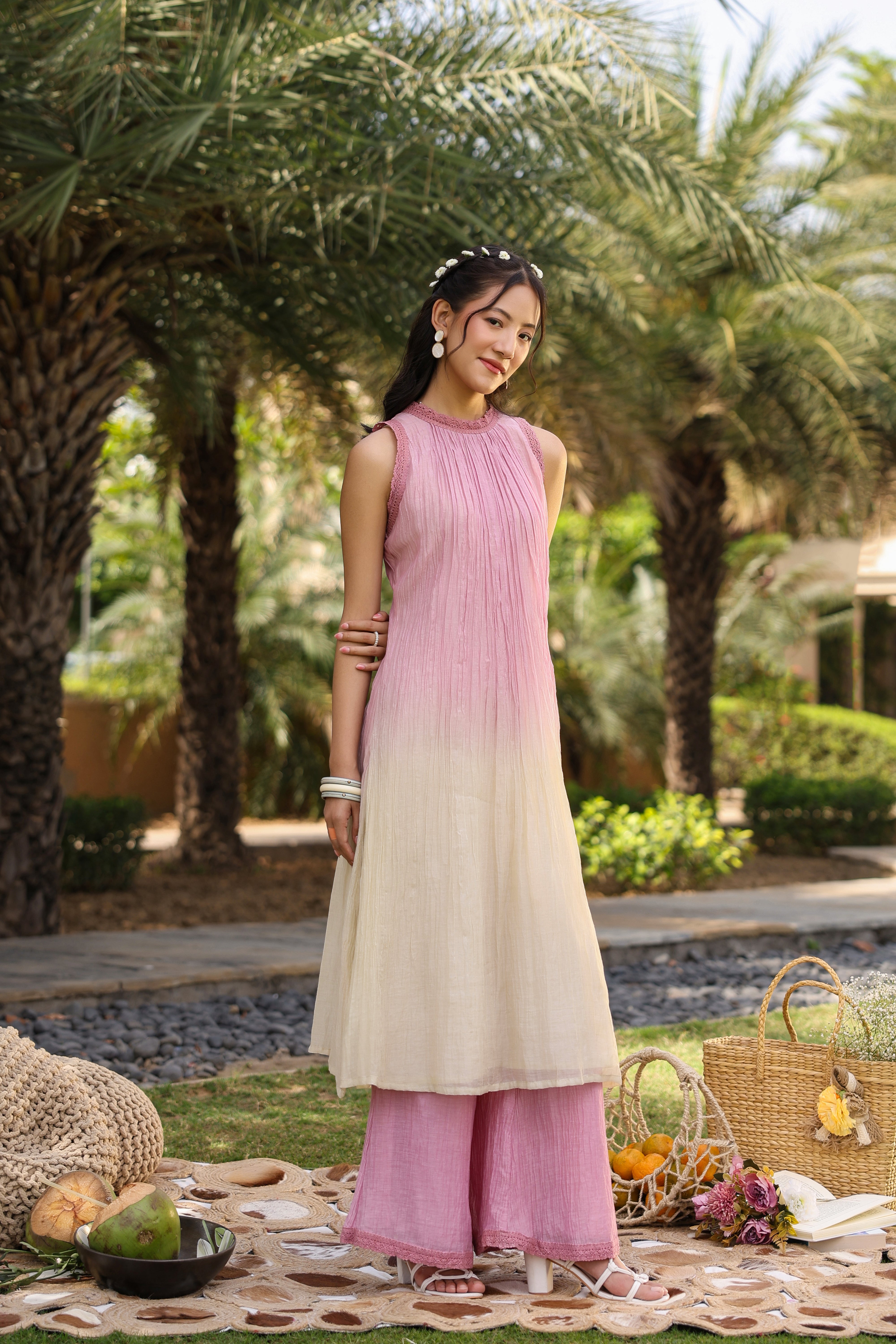 Gul Pink Ombre Long Coord Set