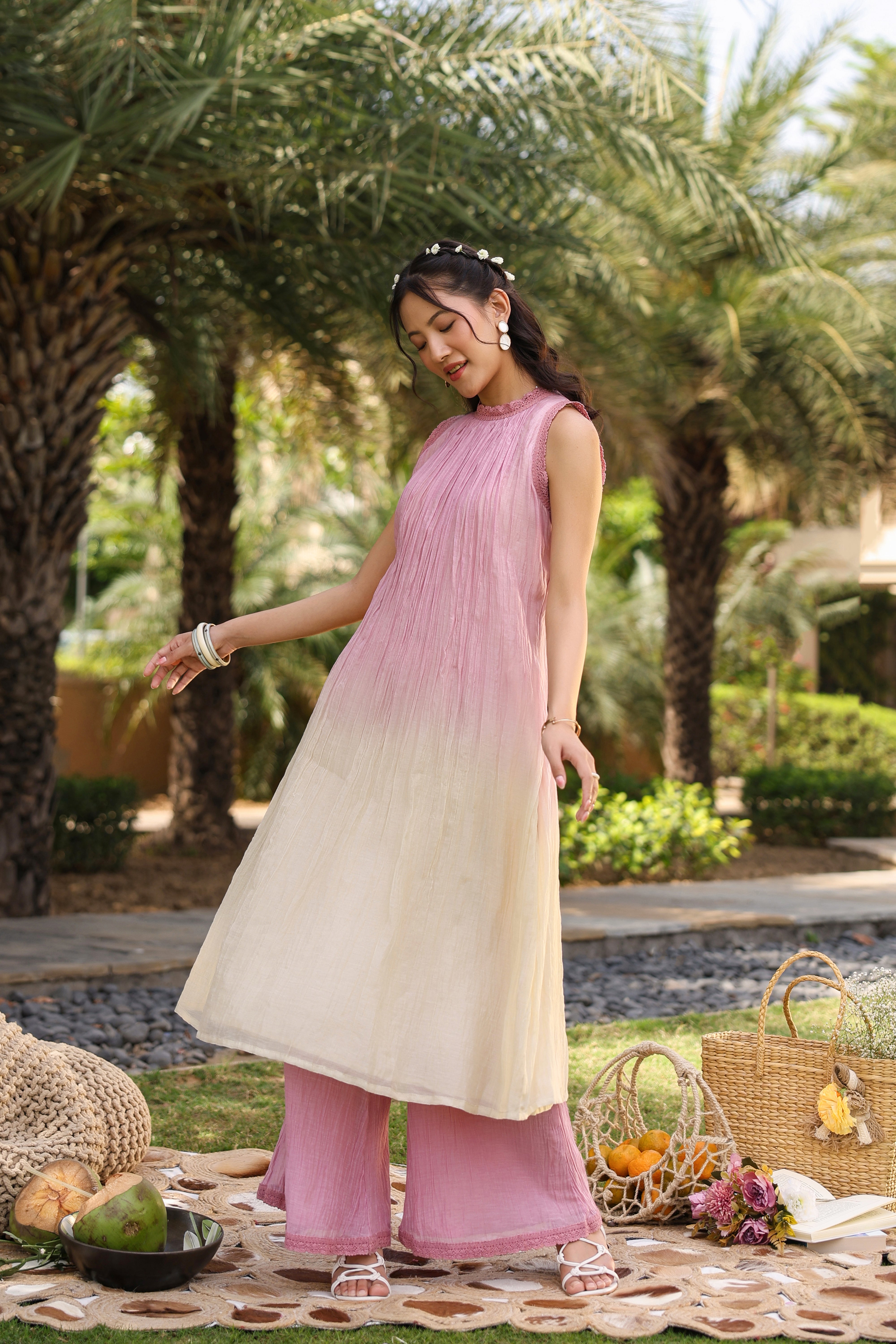 Gul Pink Ombre Long Coord Set