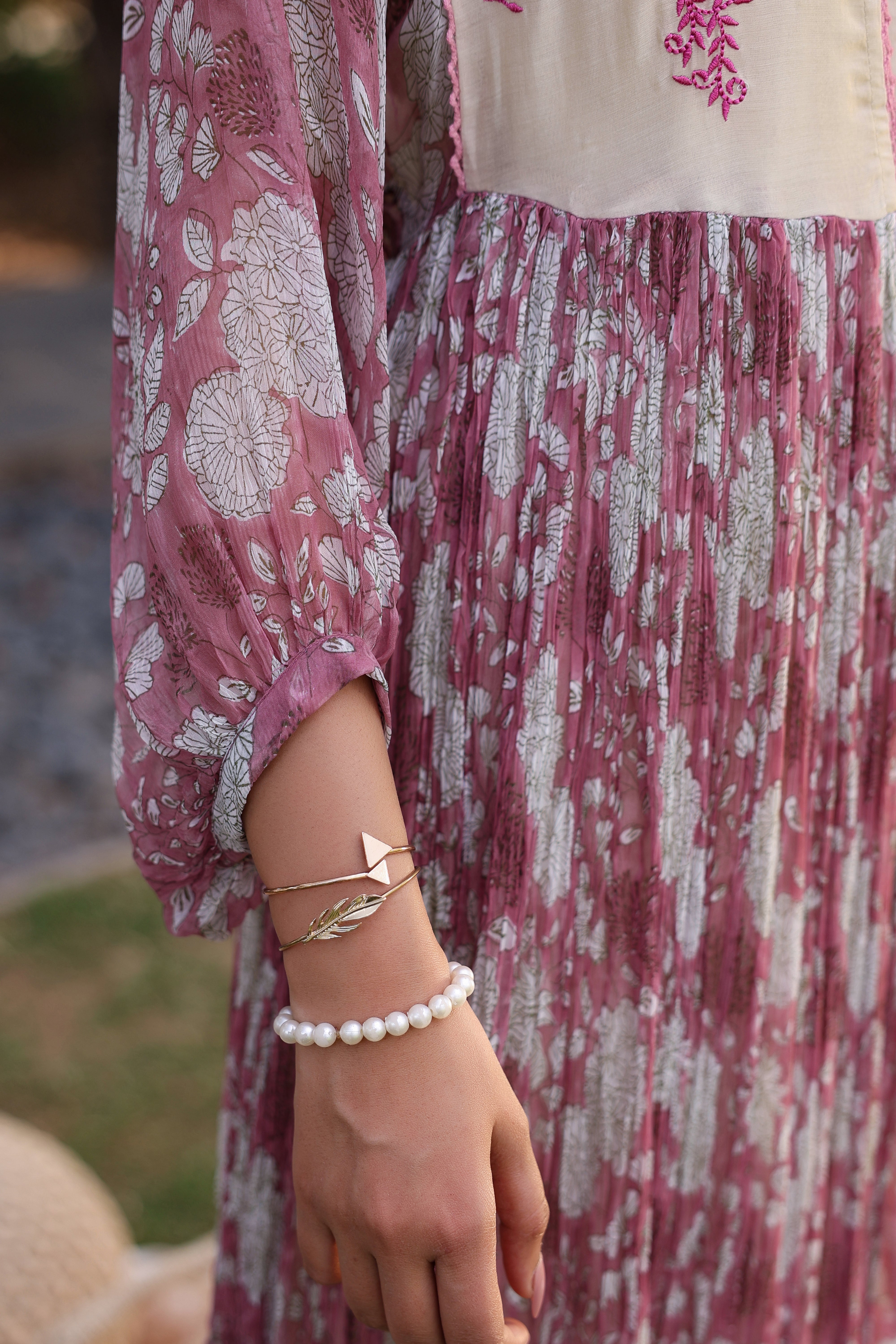 Gul Pink Chiiffon Printed Dress