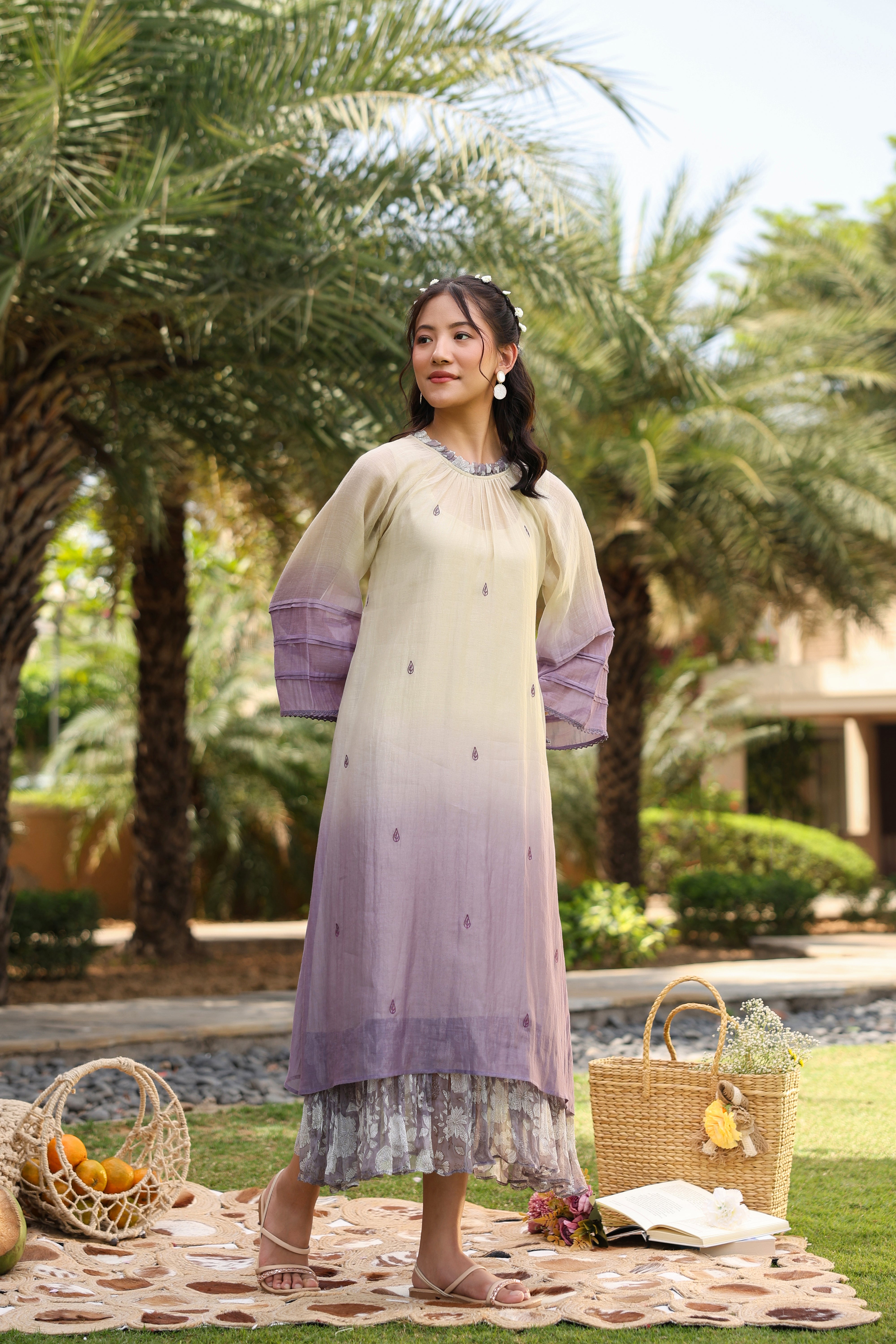 Gul Purple Ombre Frill Dress