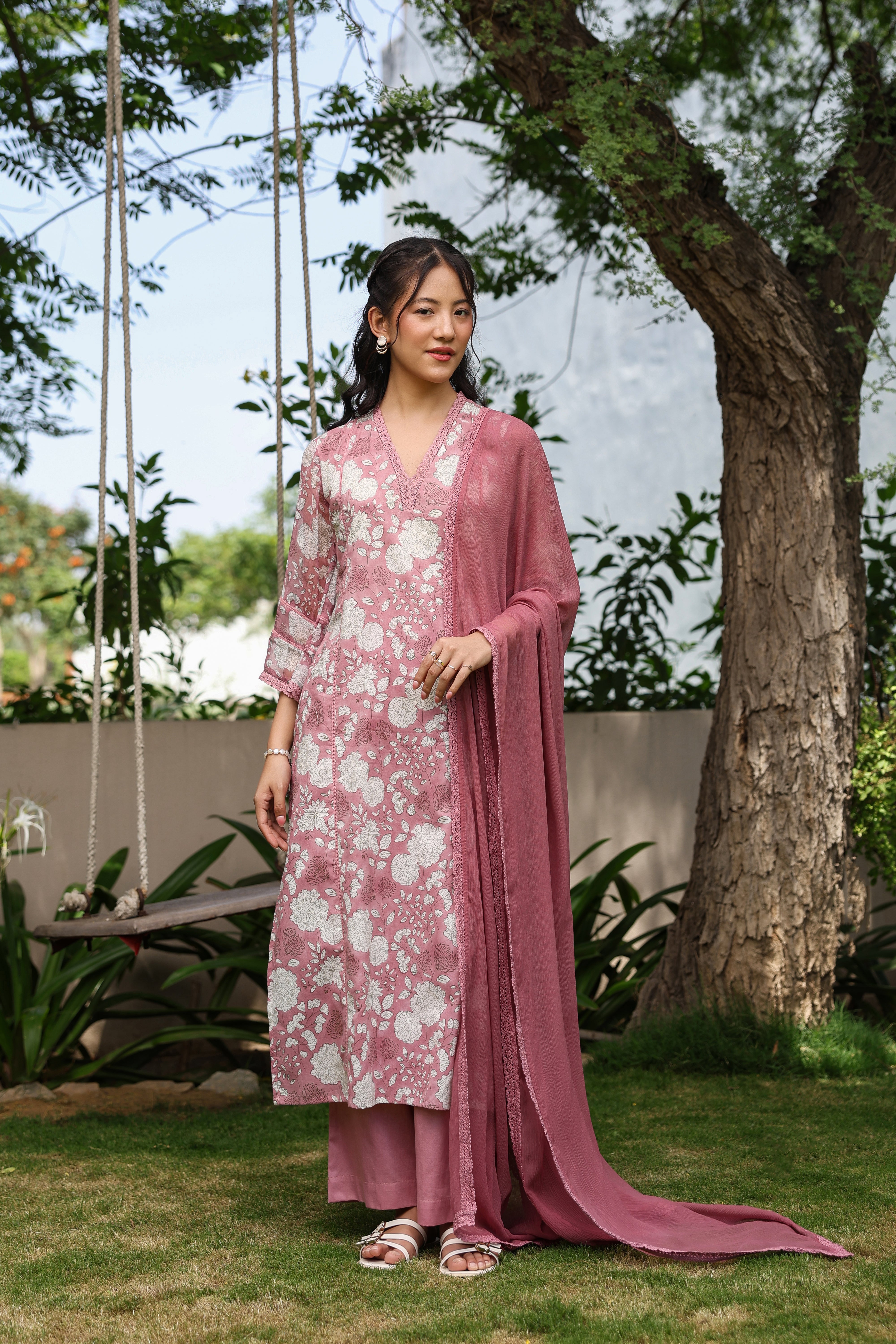 Gul Pink Cotton Printed Suit Set