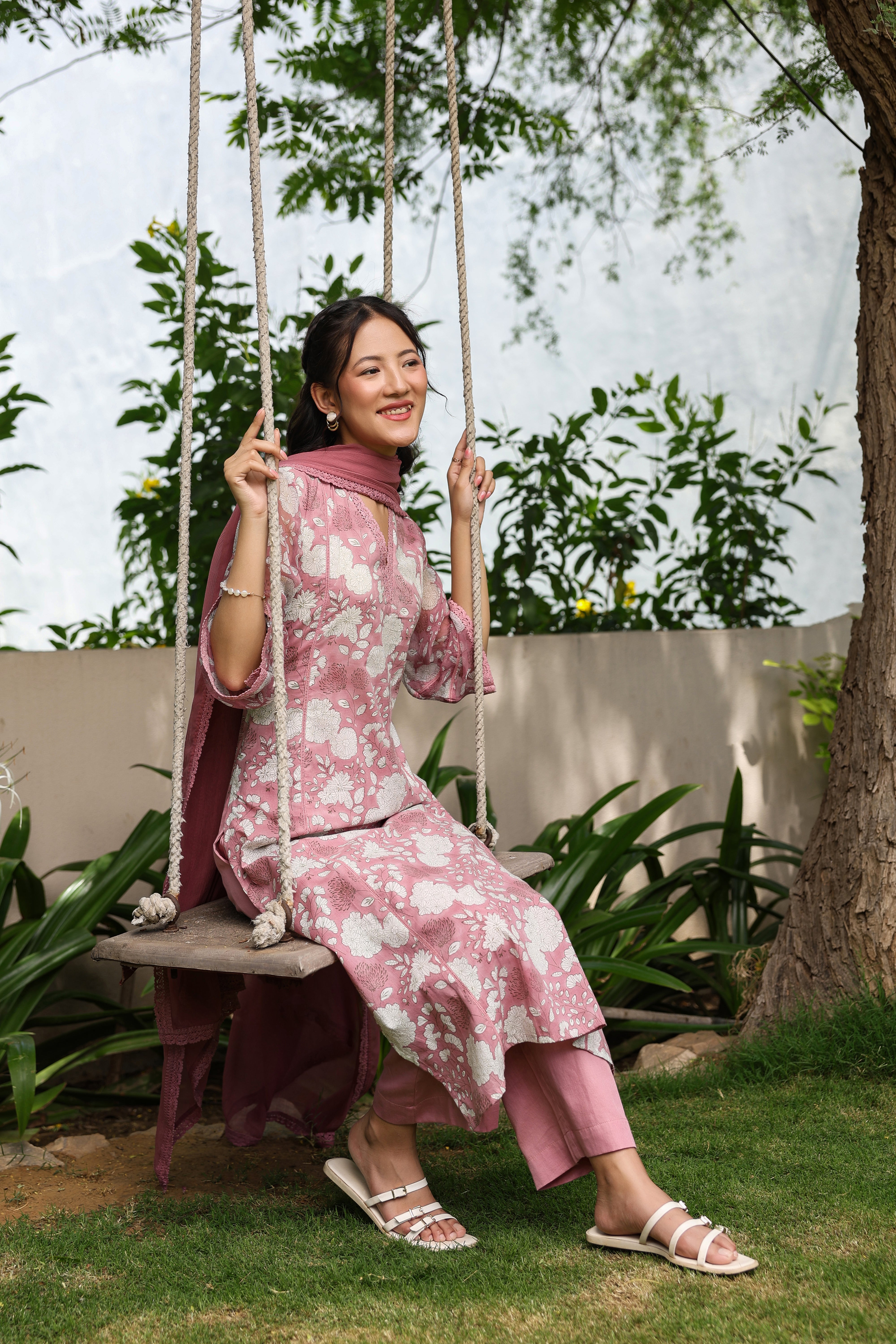 Gul Pink Cotton Printed Suit Set