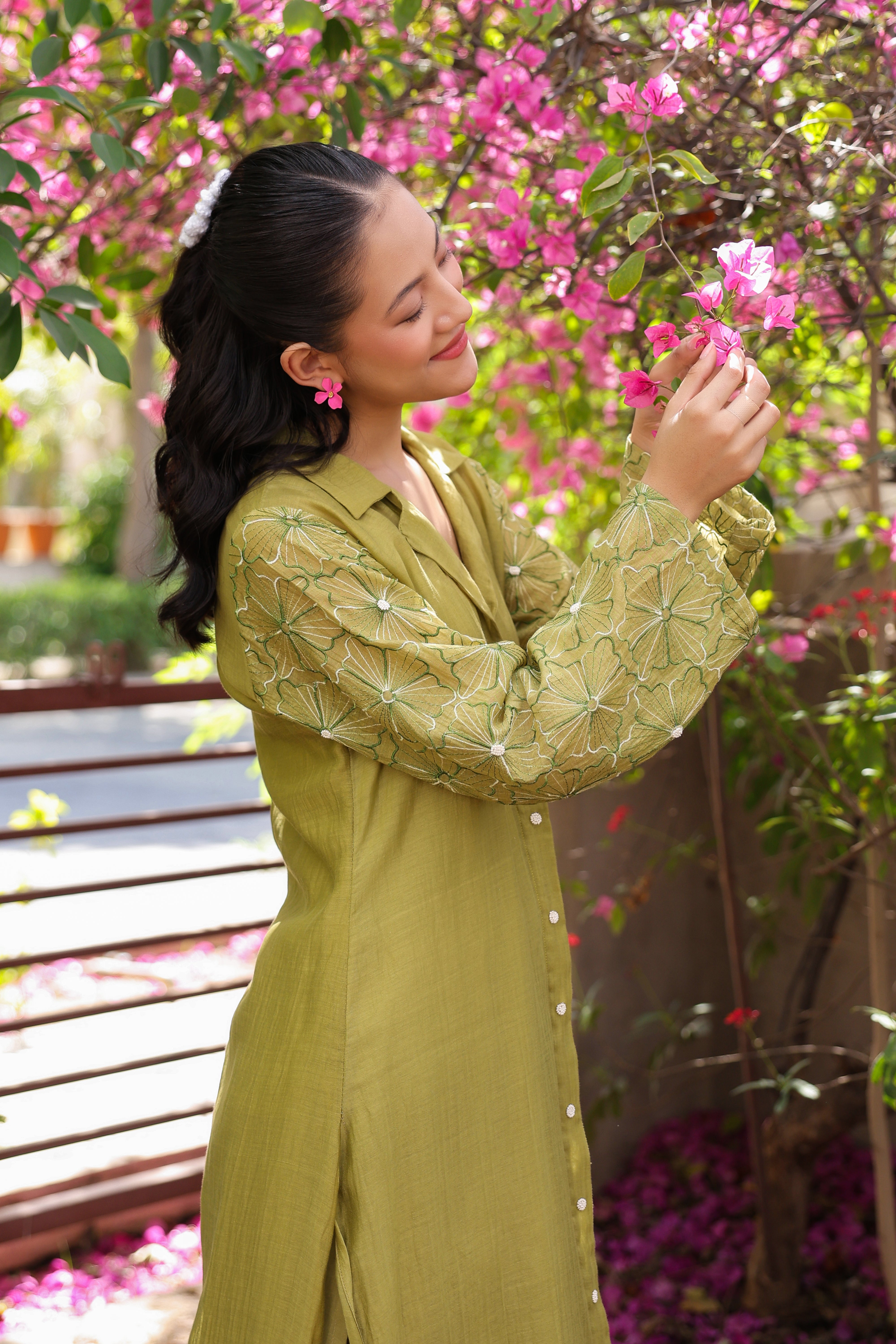 Gul Green Sleeve Embroidered Coord Set