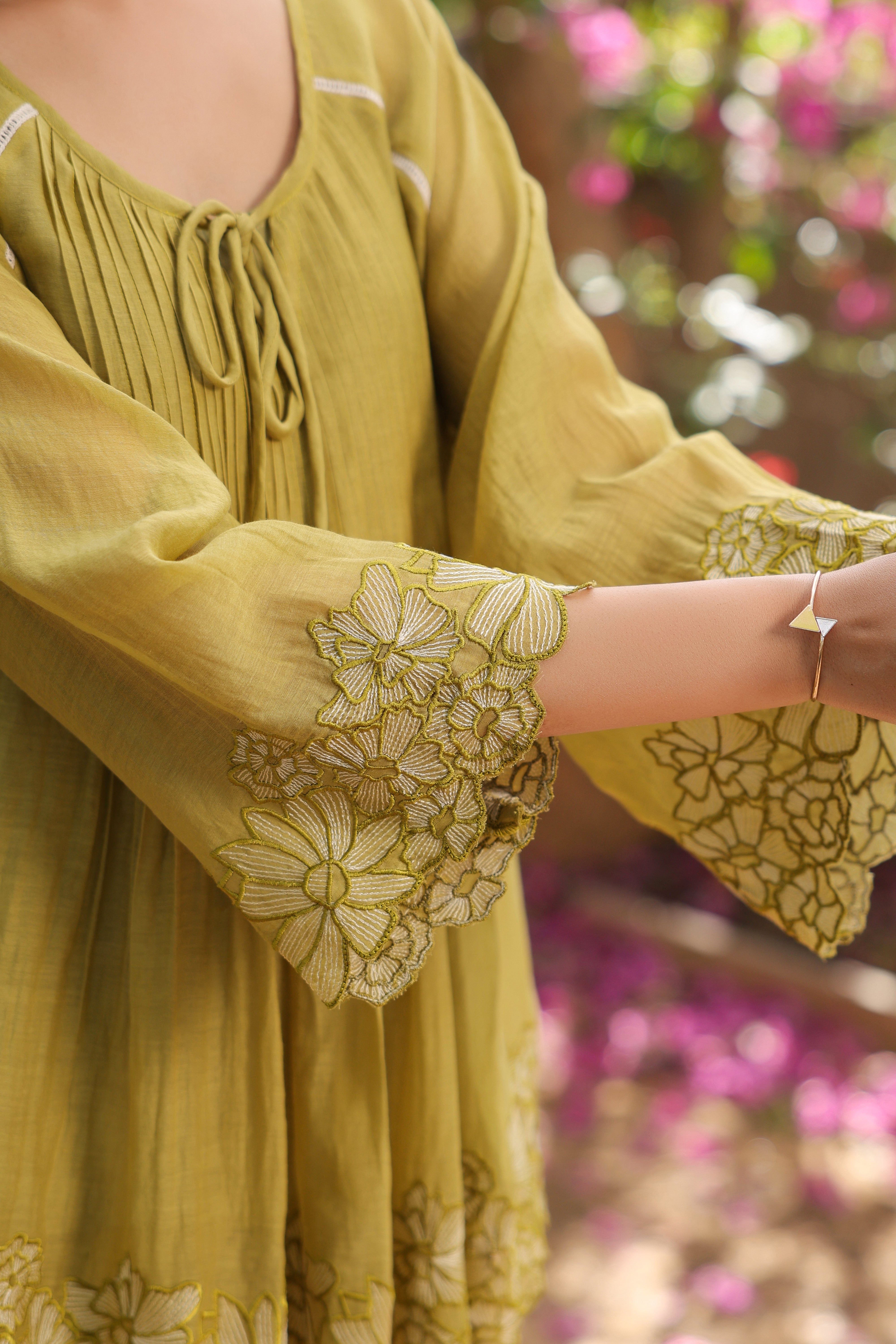 Gul Green Pintuck Embroidered Coord Set