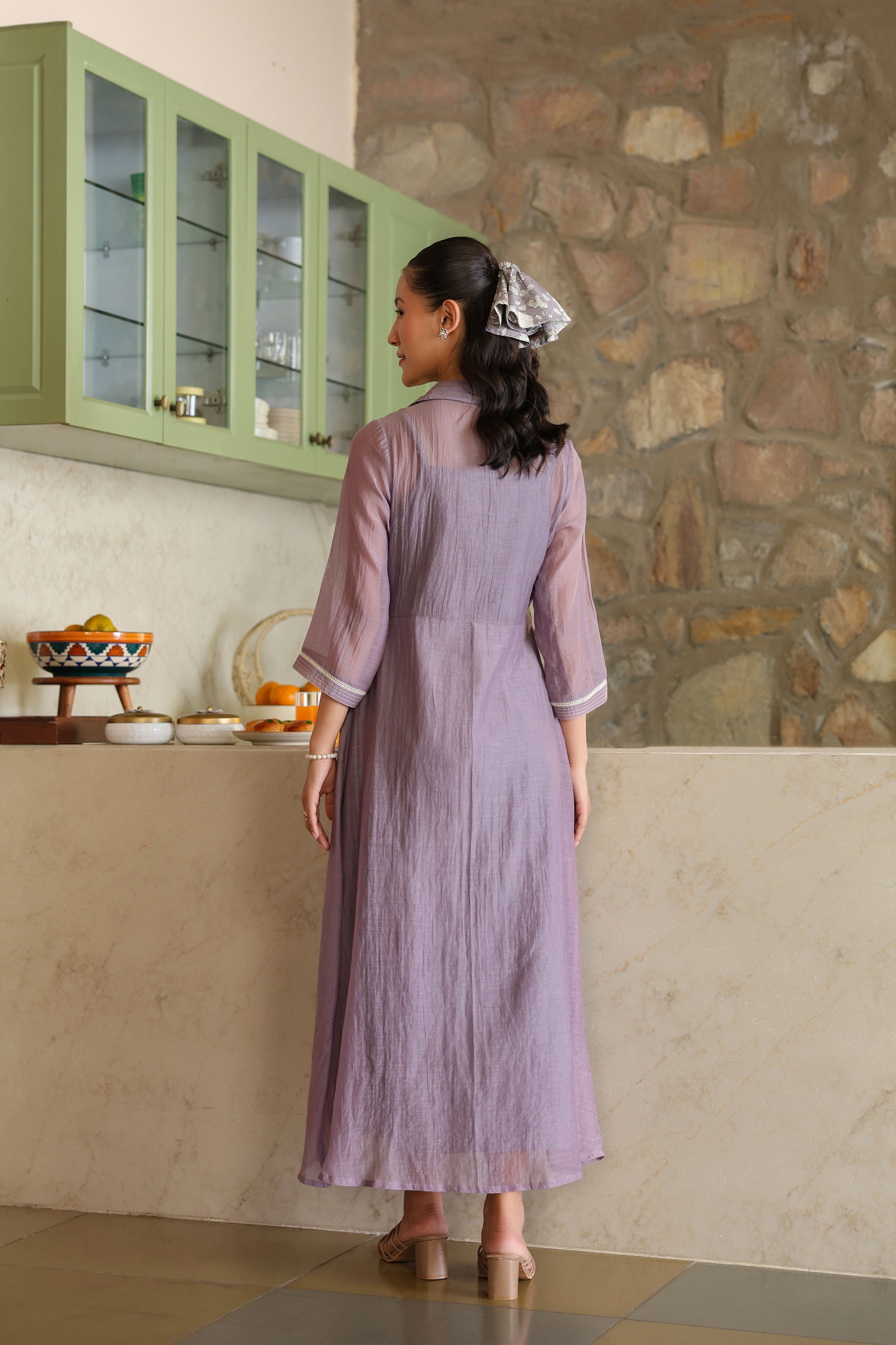 Gul Purple Yoke Embroidered Dress