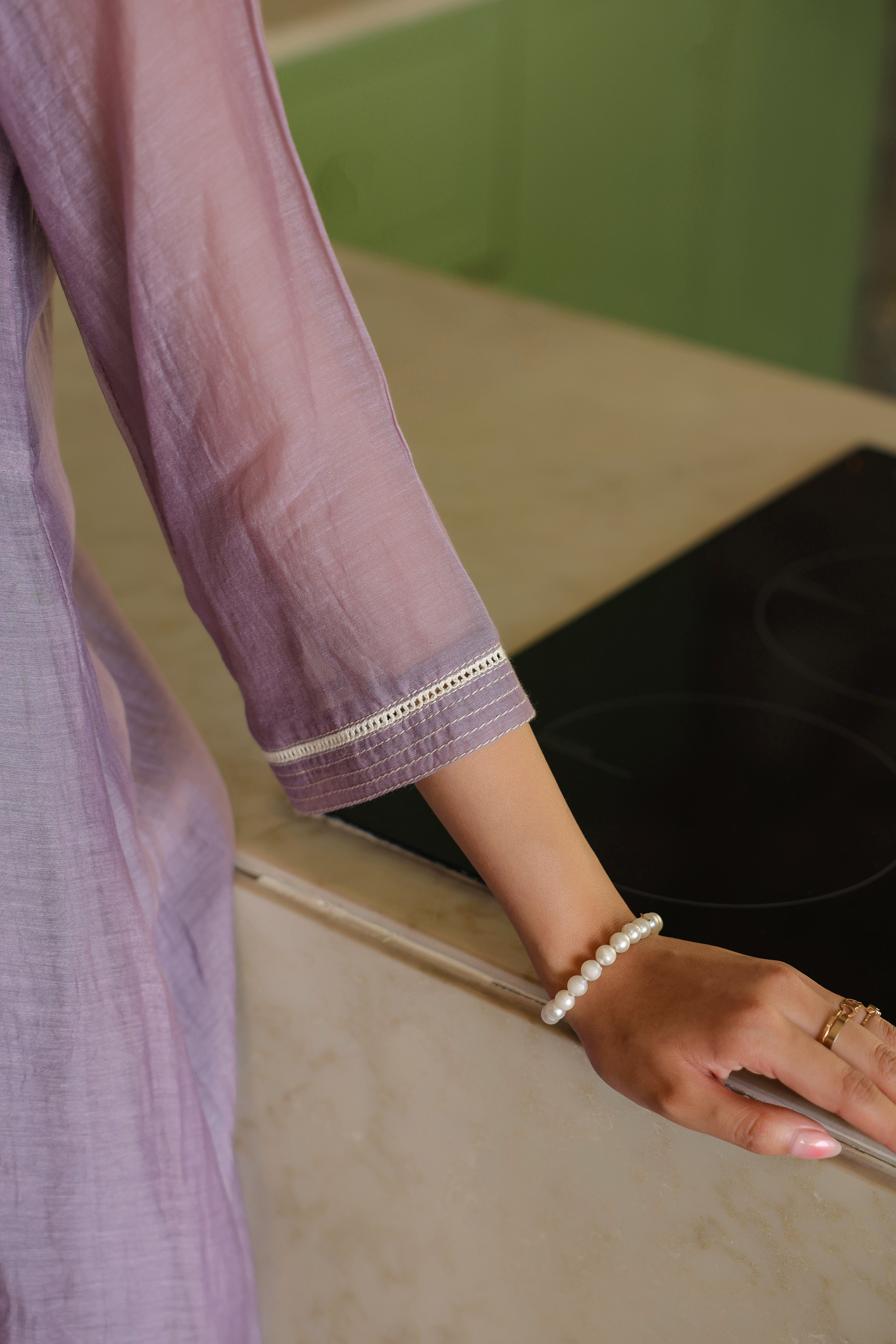 Gul Purple Yoke Embroidered Dress
