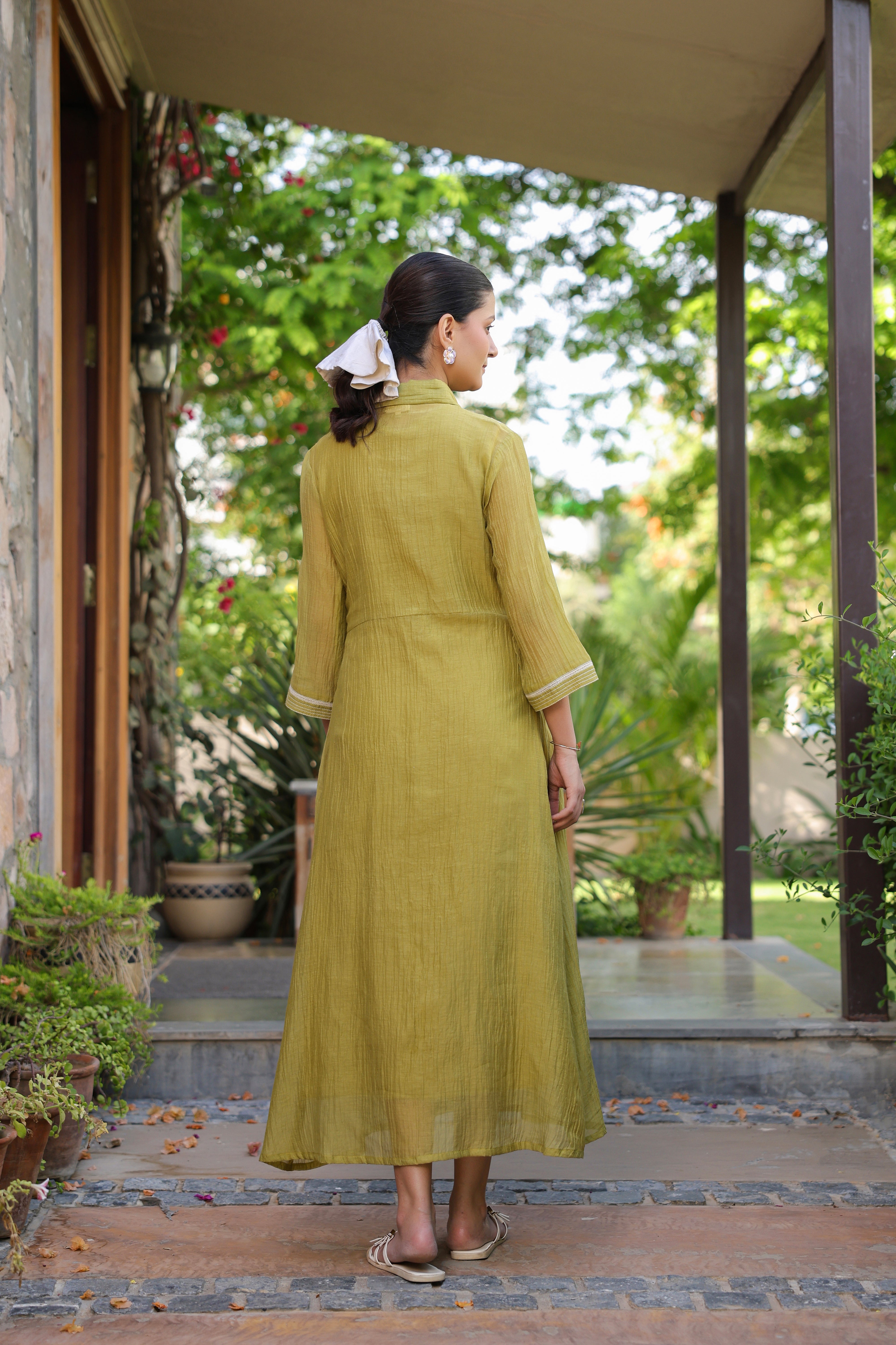 Gul Green Yoke Embroidered Dress