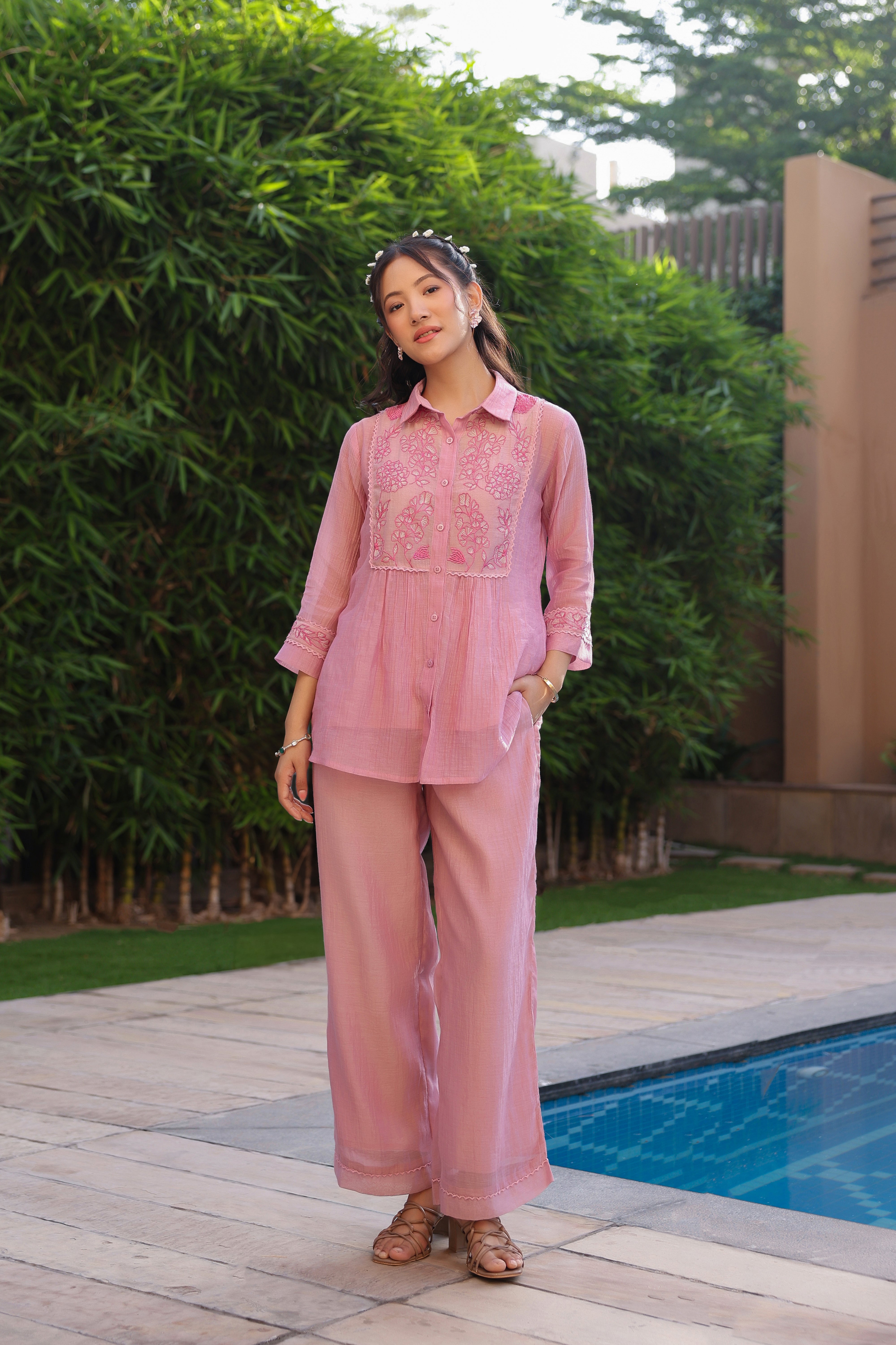 Gul Pink Yoke Coord Set