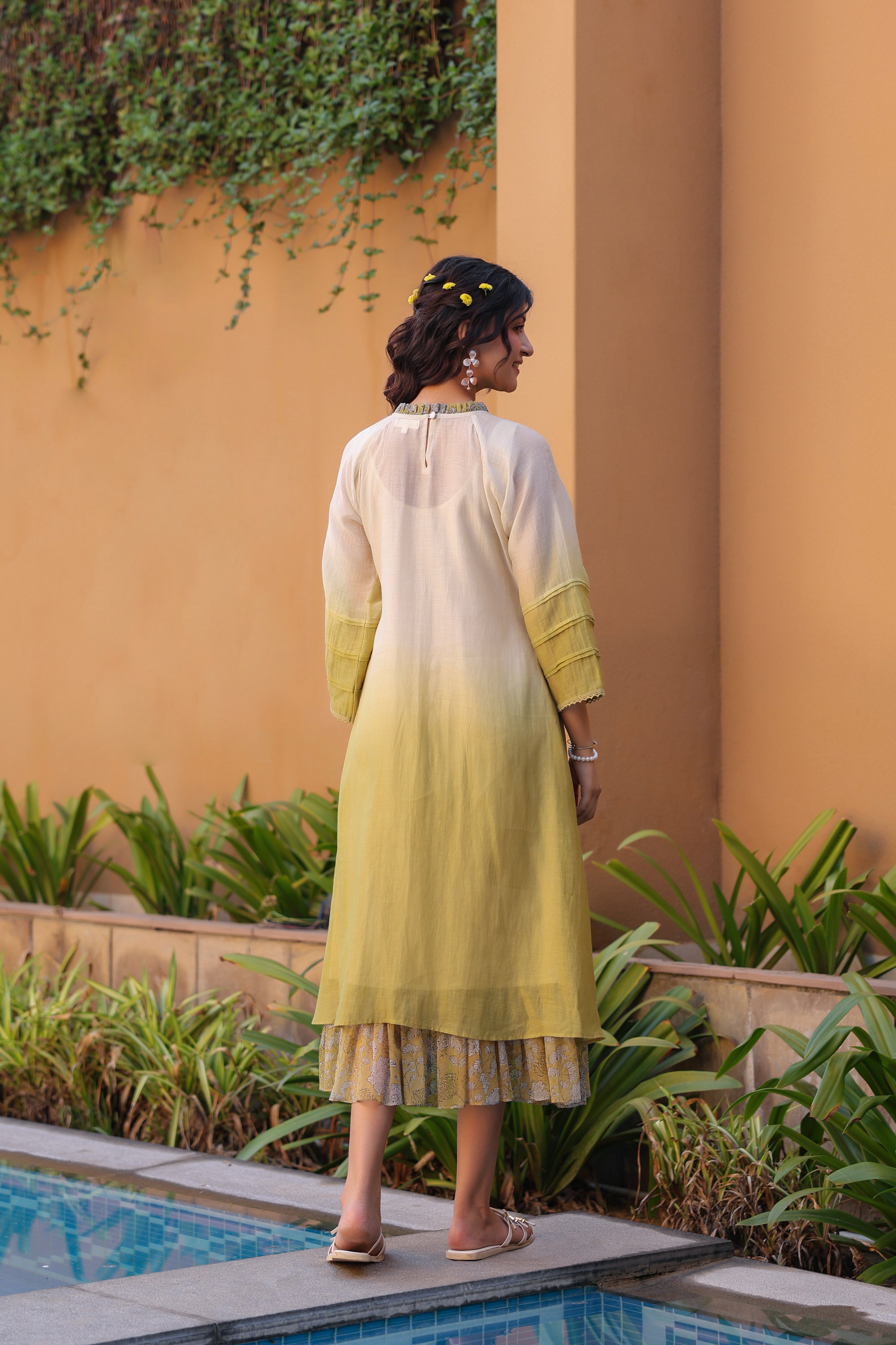 Gul Green Ombre Frill Dress