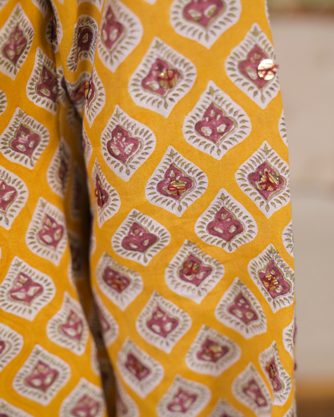 Sunheri smocking kurta