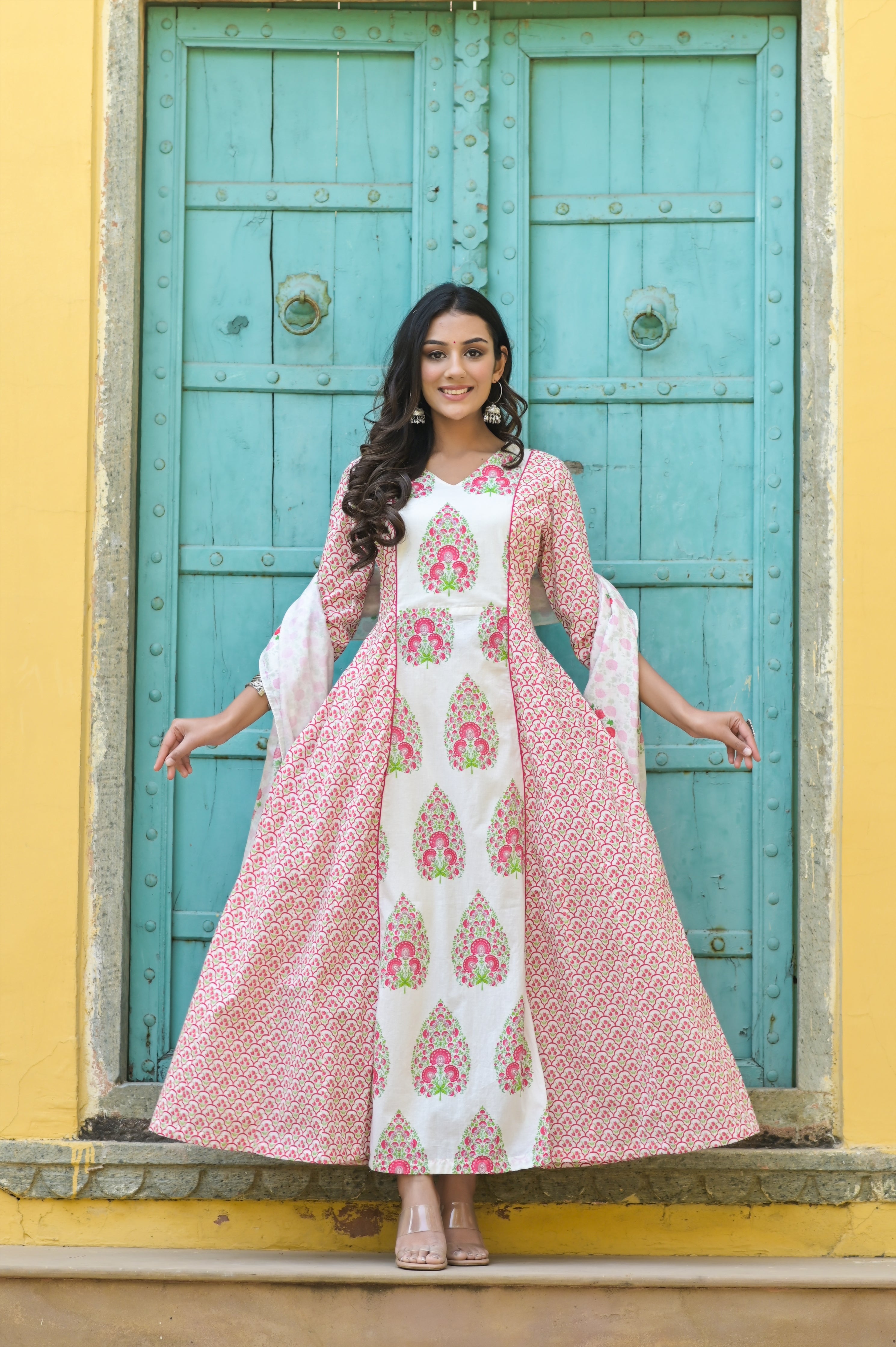 white cotton Paisley kali Dress