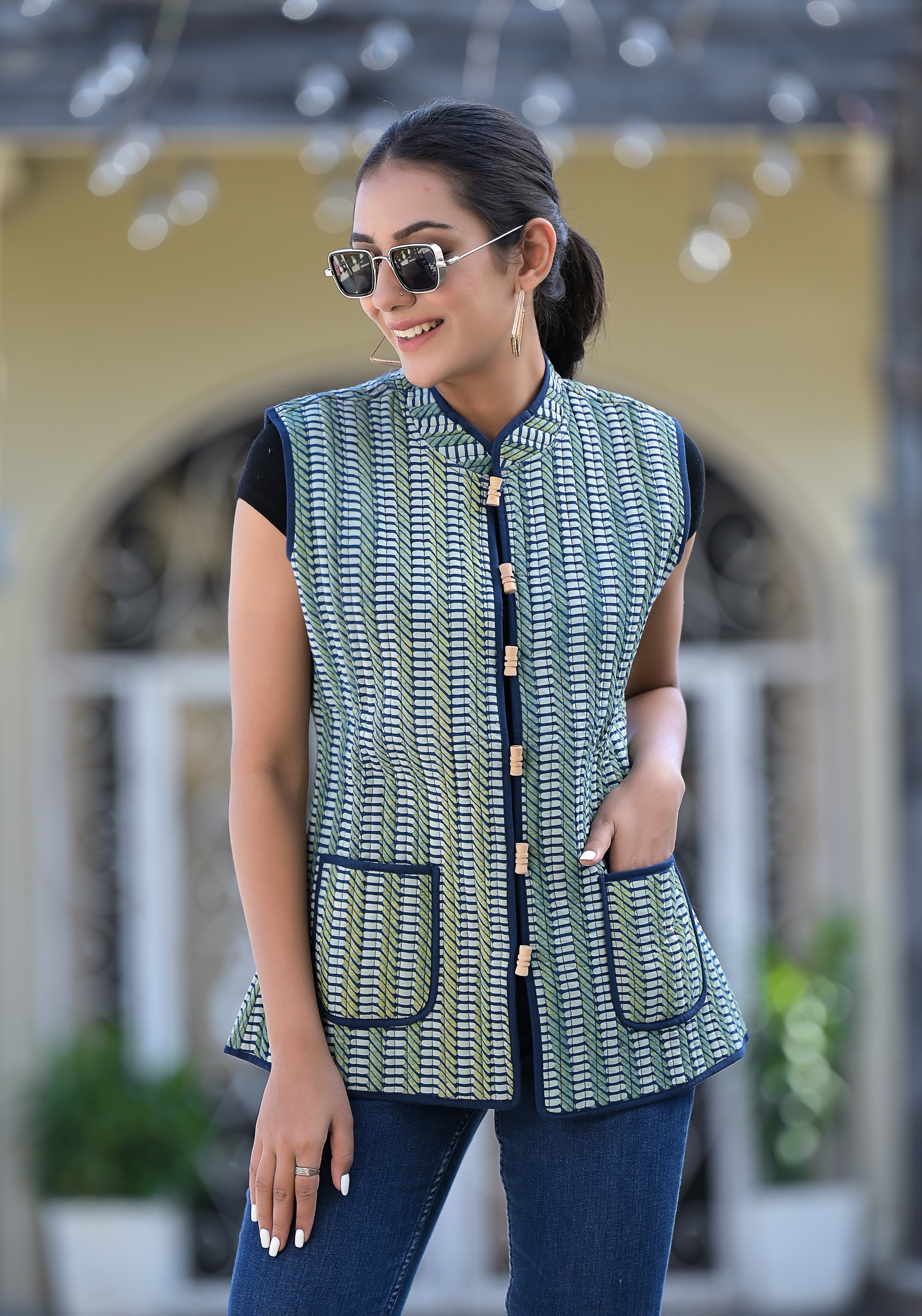 Reversible Stripes Jacket Green
