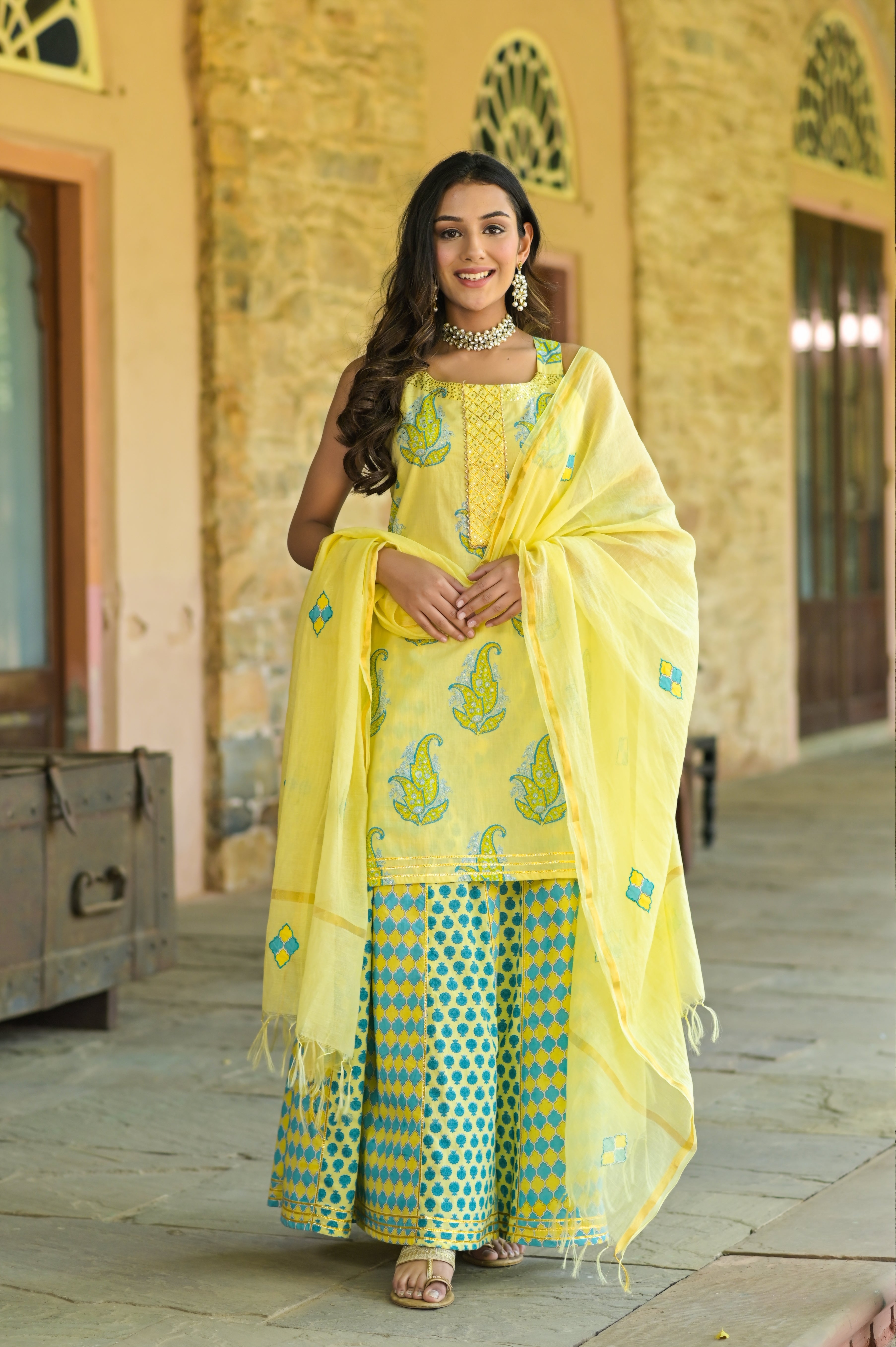 Turkish Kurta Sharara Set- 3pcs