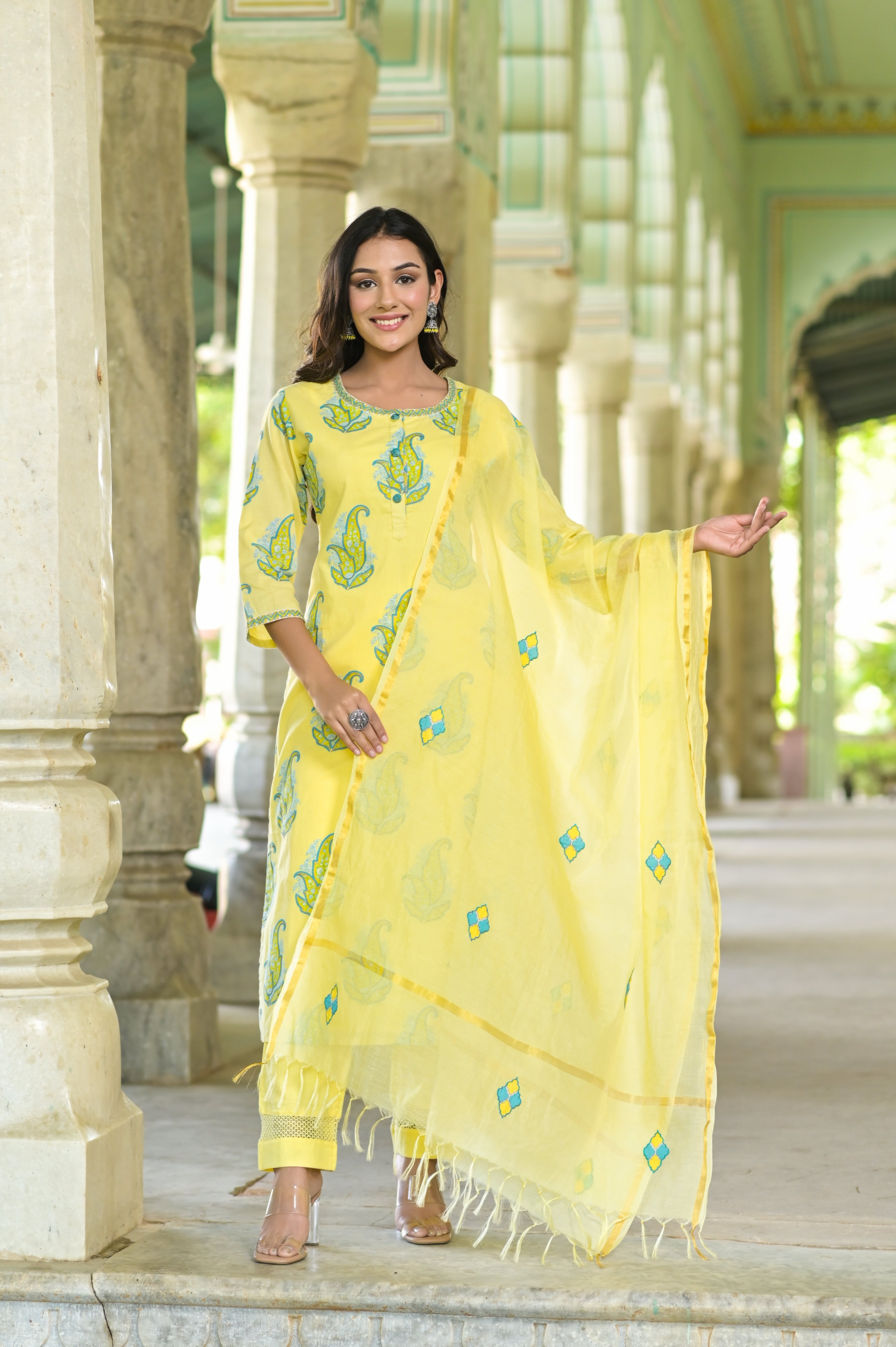 Sunshine Paisley Kurta Set- 3pcs