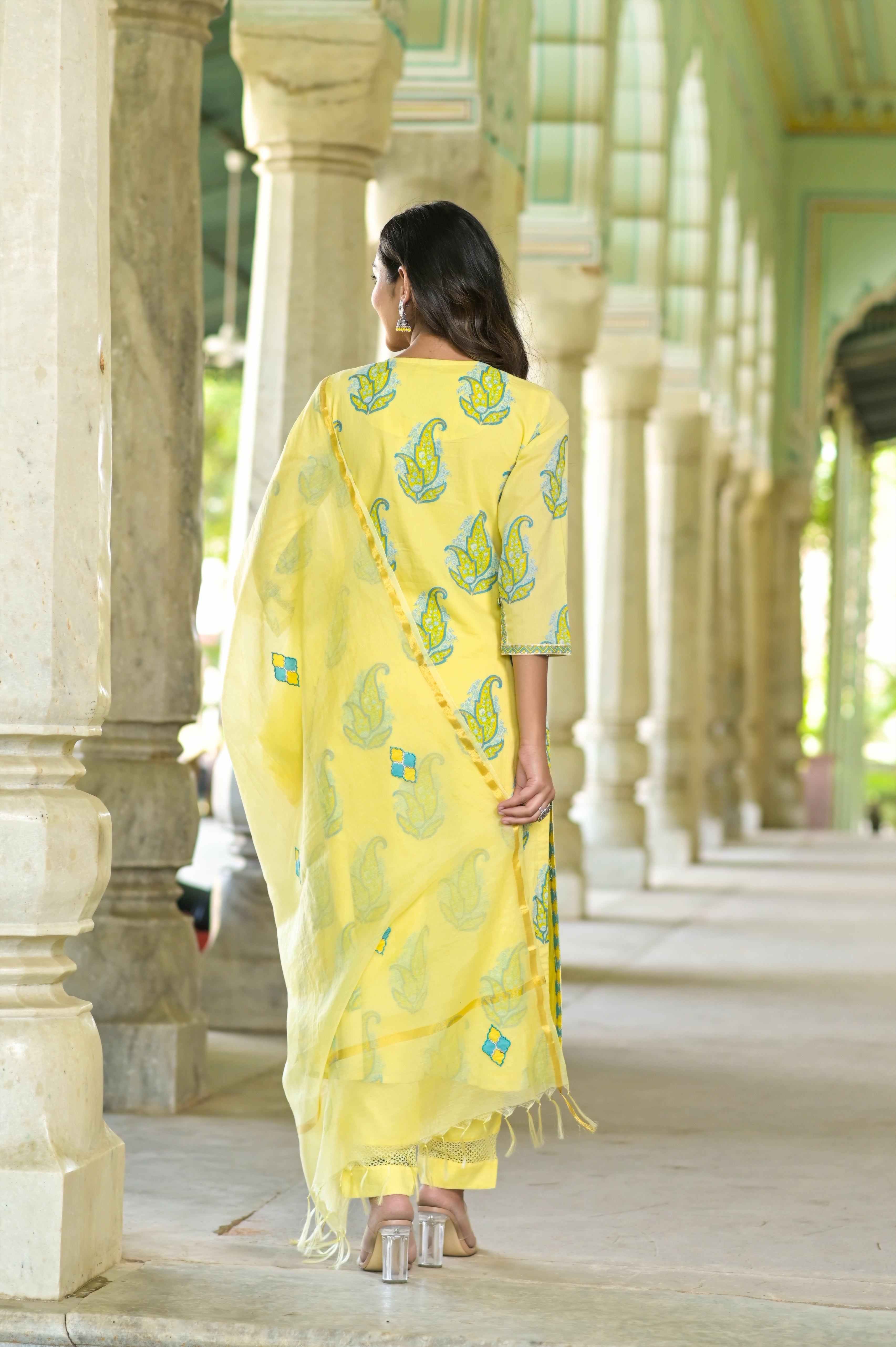 Sunshine Paisley Kurta Set- 3pcs