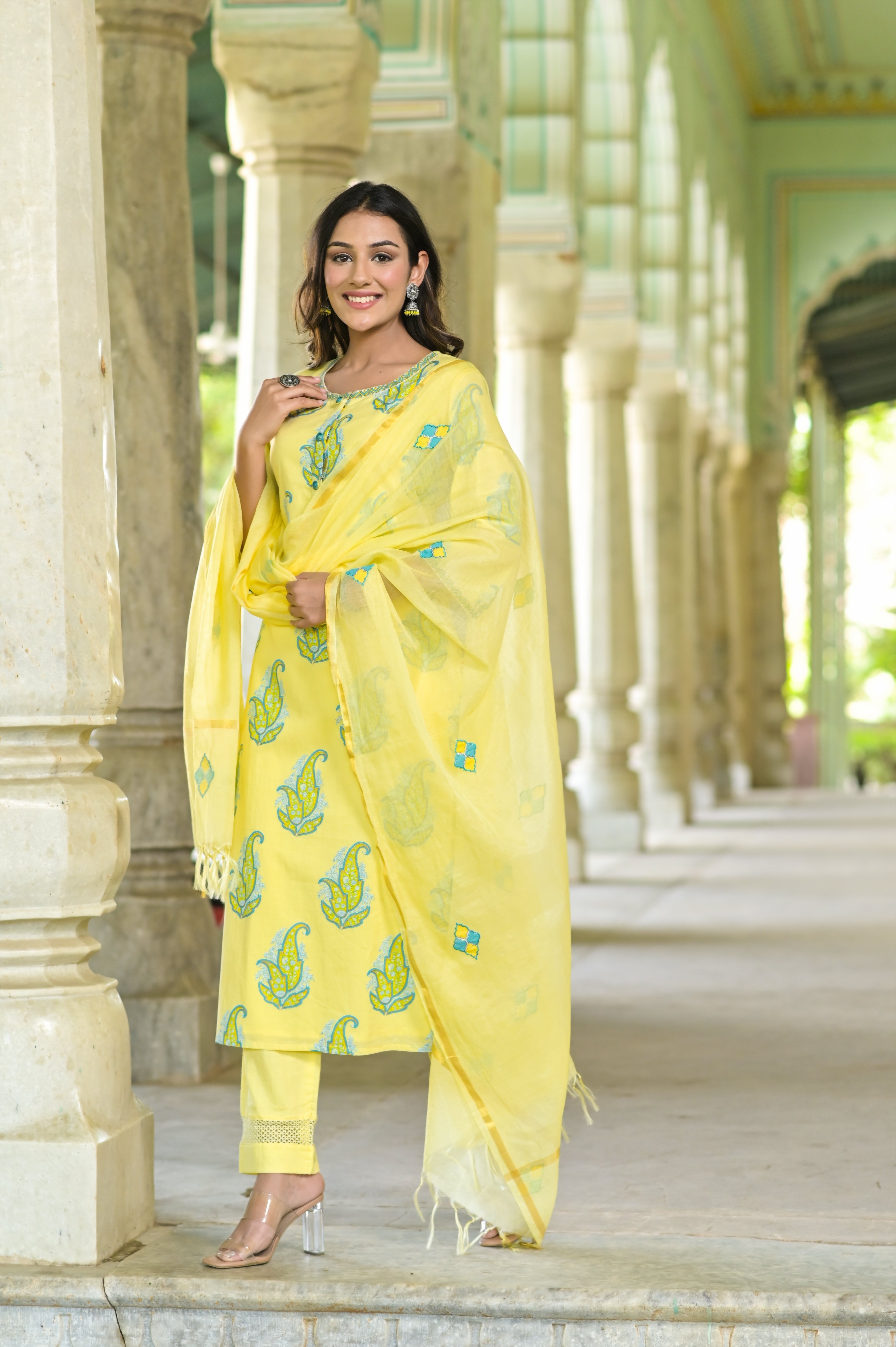 Sunshine Paisley Kurta Set- 3pcs