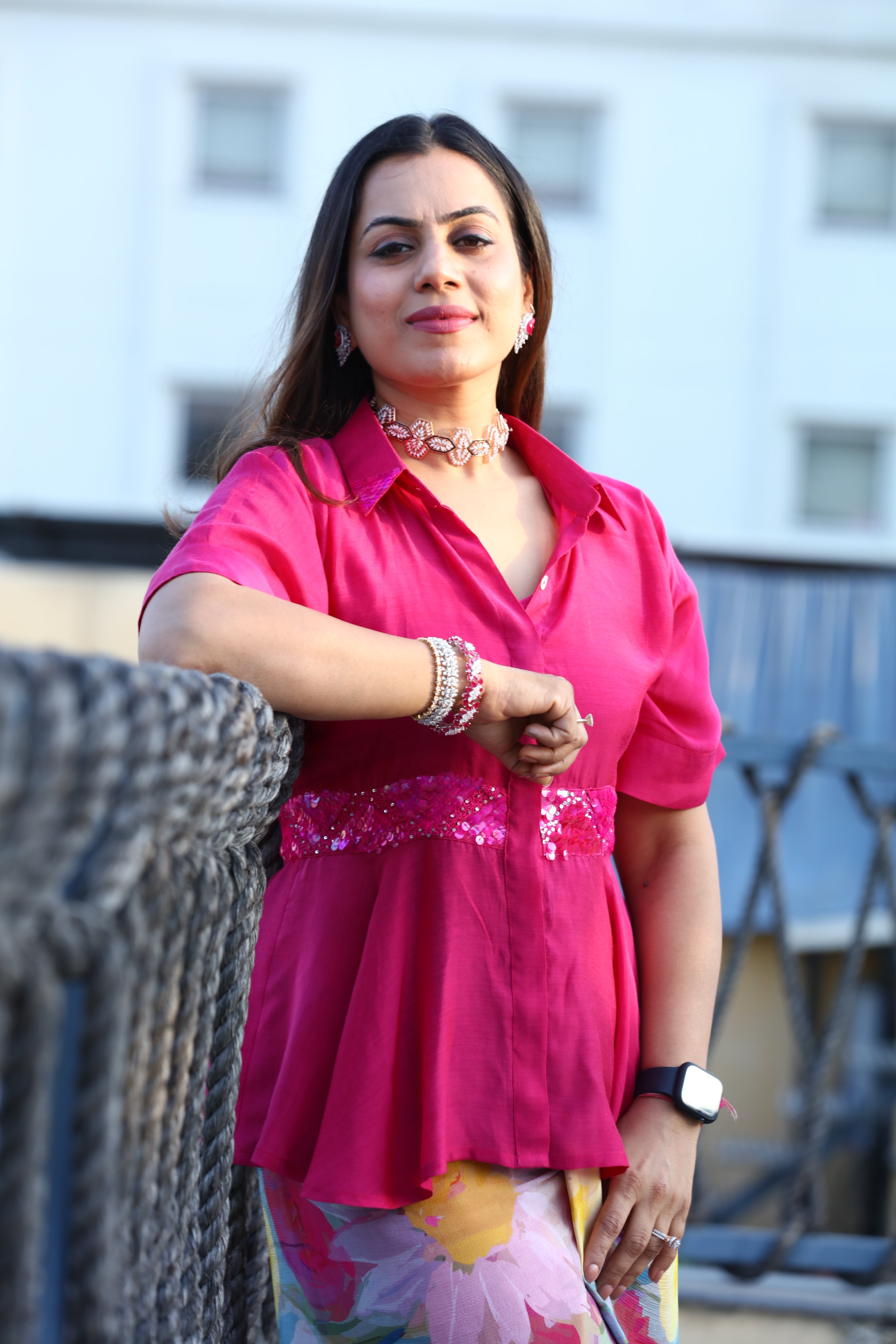 embellished peplum top with dhoti skirt