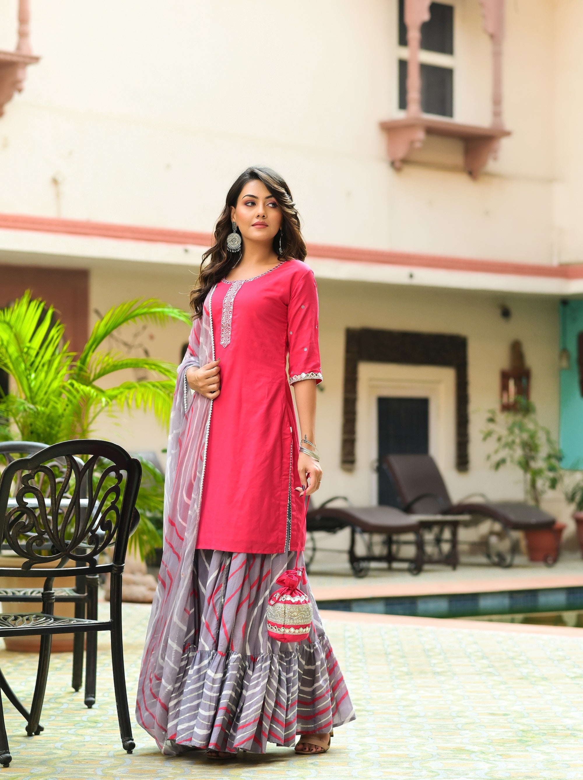 Grey Sharara Set- 3pcs
