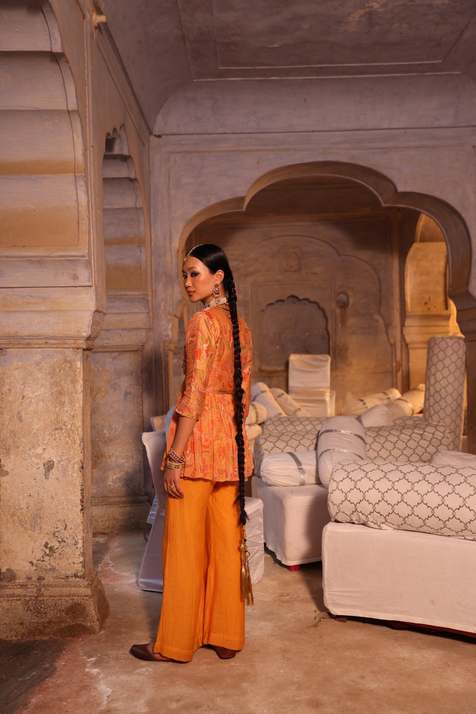 Tangerine Peplum Set