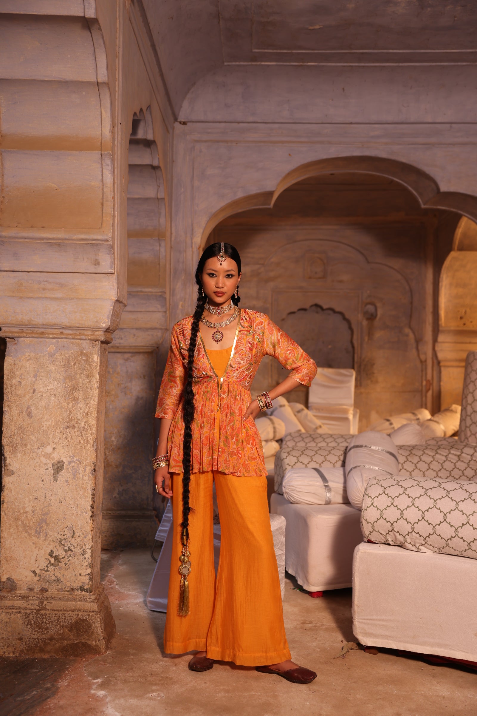 Tangerine Peplum Set