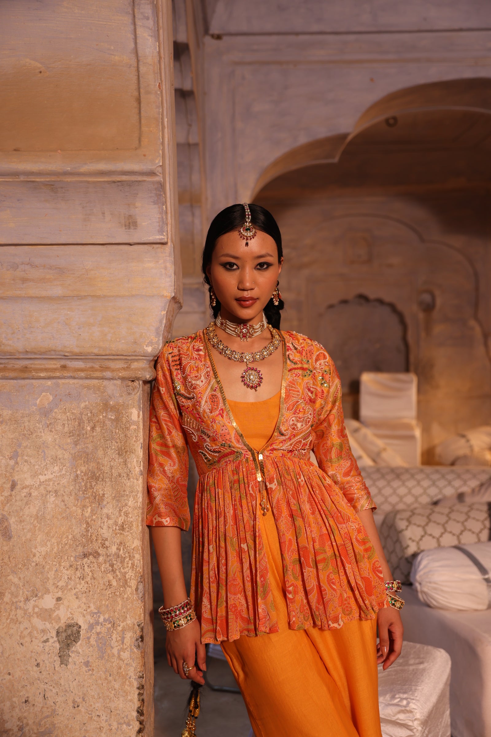 Tangerine Peplum Set