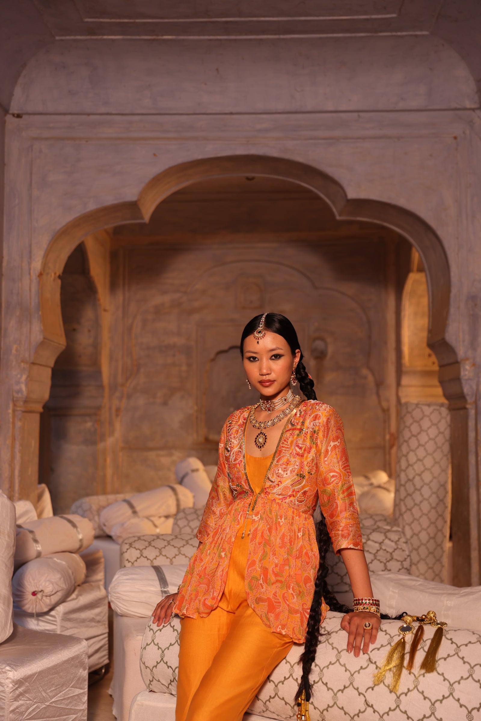 Tangerine Peplum Set