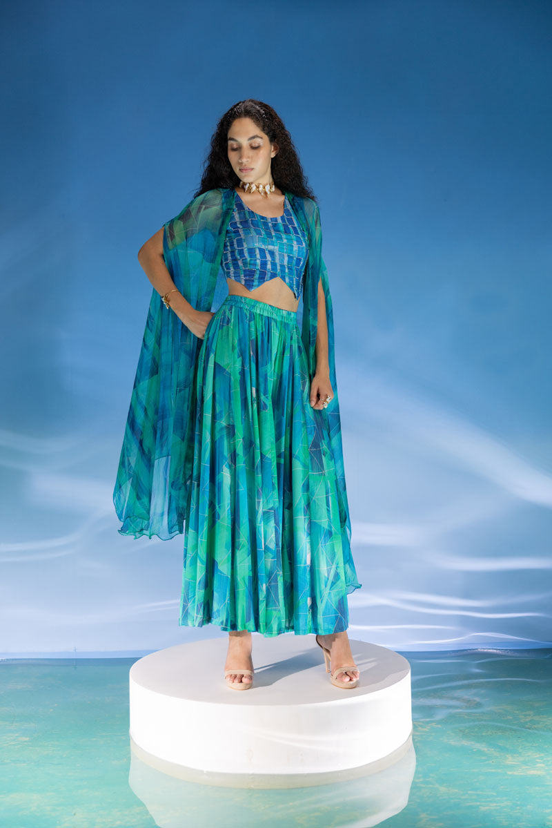 Aquarius Stripes Cape Set- 3 pcs