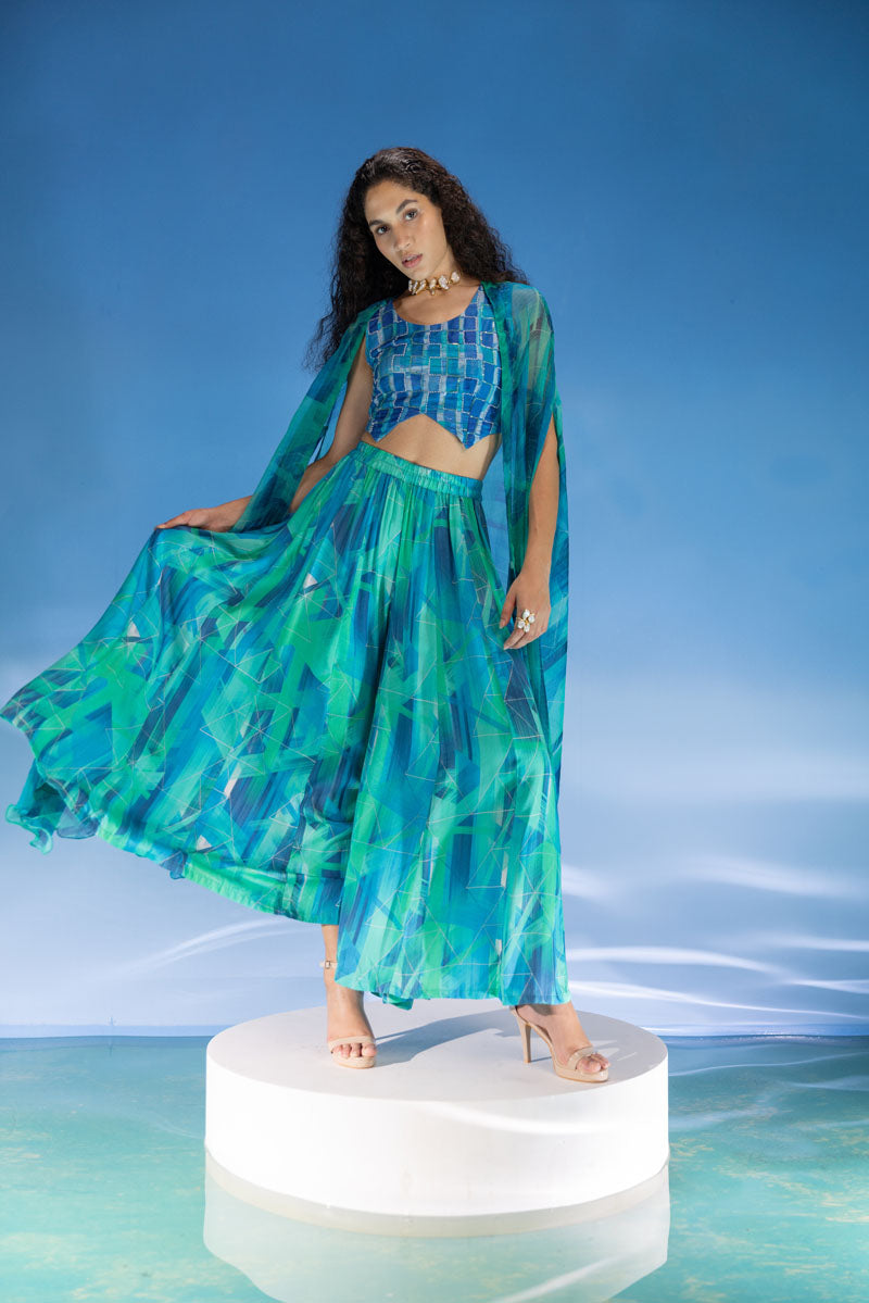 Aquarius Stripes Cape Set- 3 pcs
