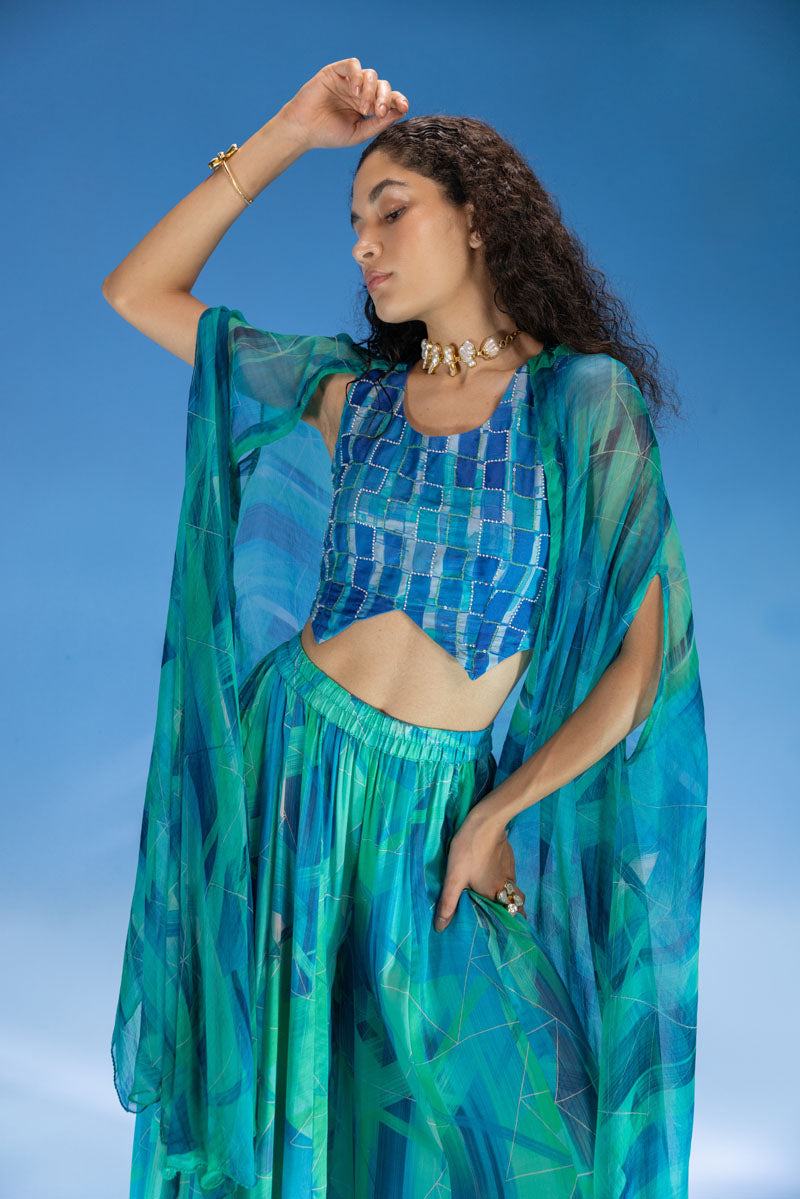 Aquarius Stripes Cape Set- 3 pcs