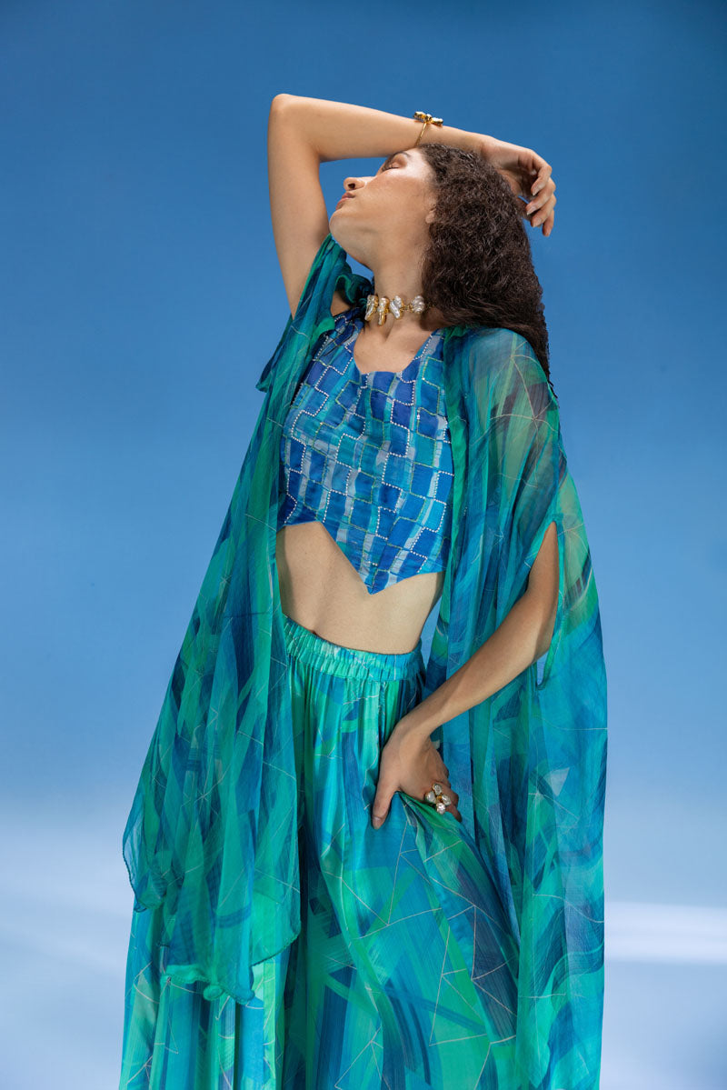 Aquarius Stripes Cape Set- 3 pcs