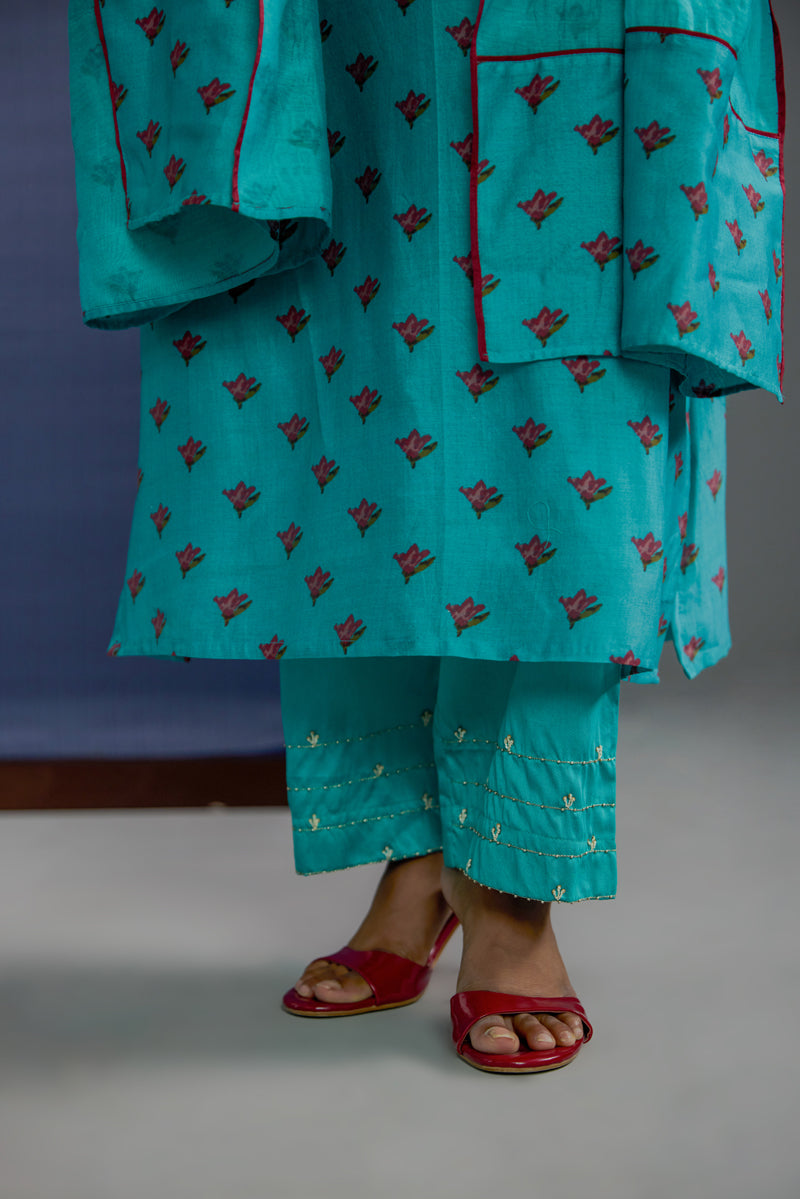 Afsana Turquoise Buti  Kurta Set