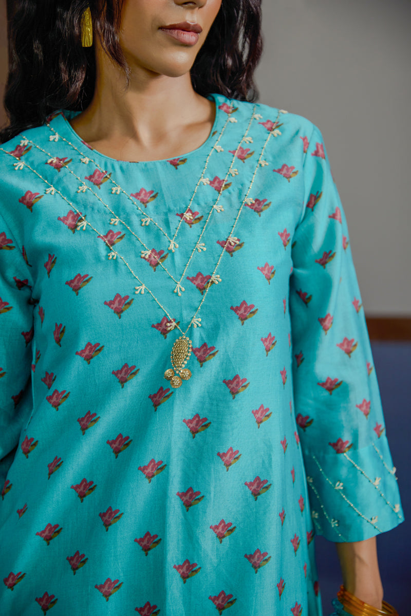 Afsana Turquoise Buti  Kurta Set