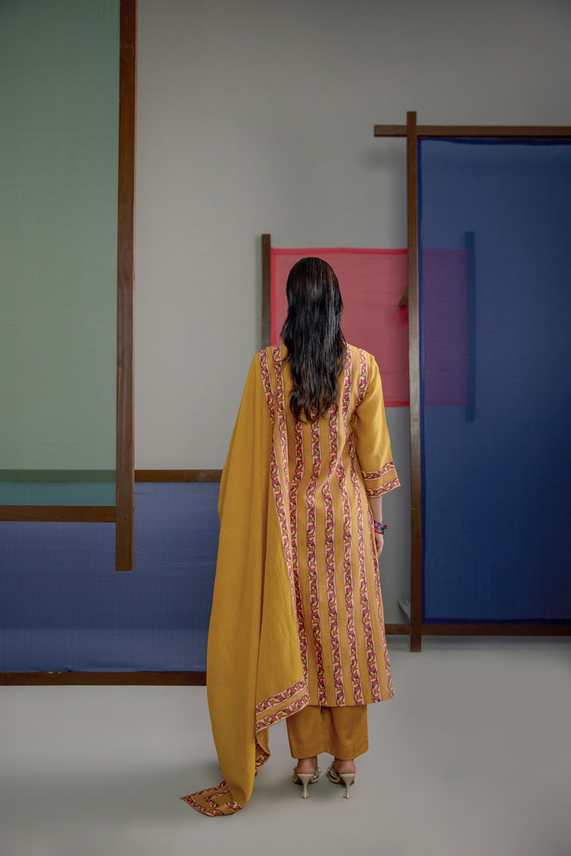 Afsana Mustard Stripe Kurta Set