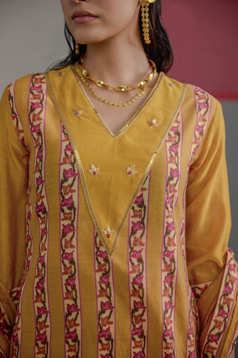 Afsana Mustard Stripe Kurta Set