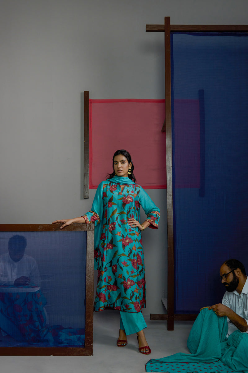Abstract Floral Kurta Set