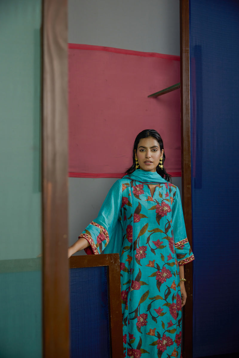 Abstract Floral Kurta Set