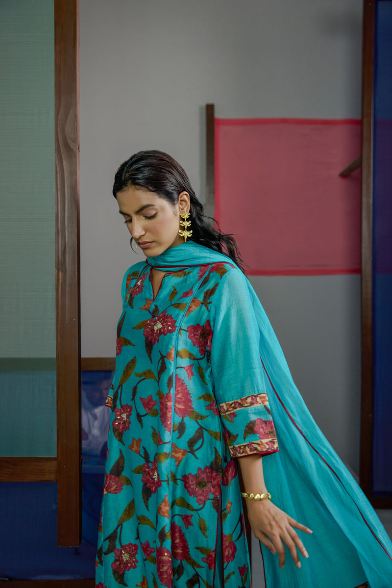 Abstract Floral Kurta Set