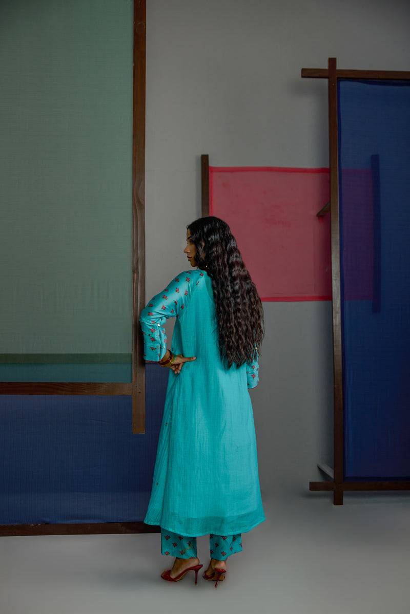 Afsana Turquoise Raglan Set