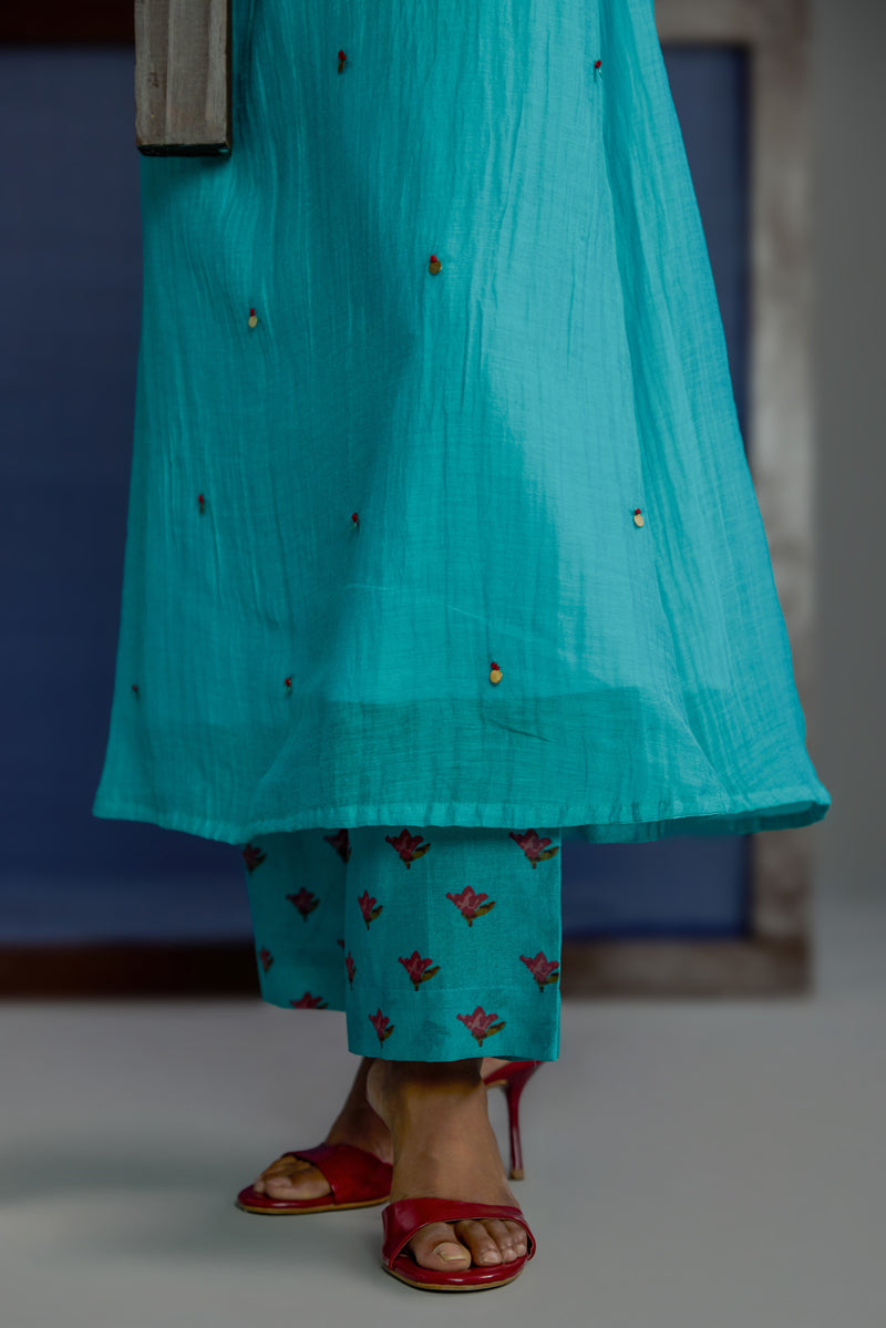 Afsana Turquoise Raglan Set