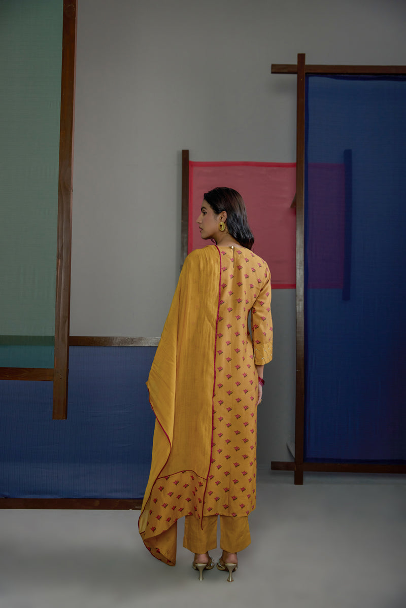 Afsana Mustard Neck Work Kurta set